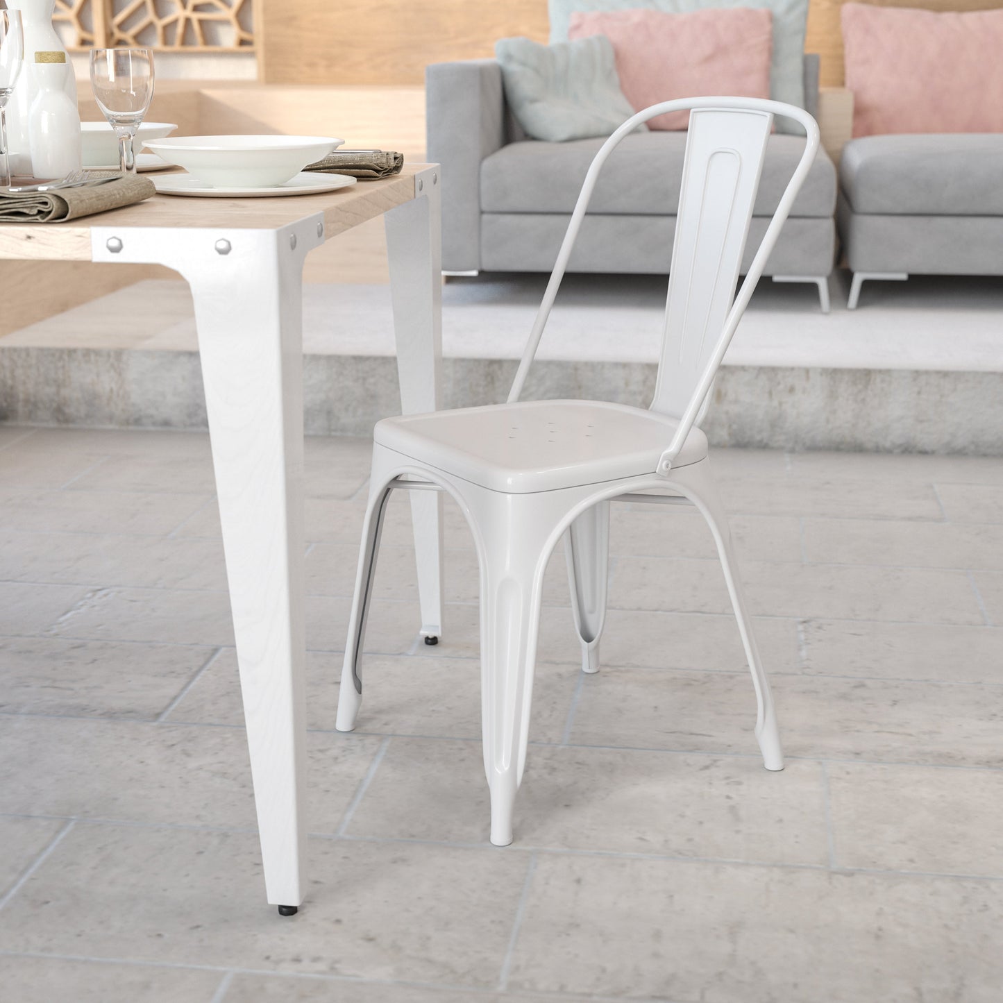 White Metal Chair CH-31230-WH-GG