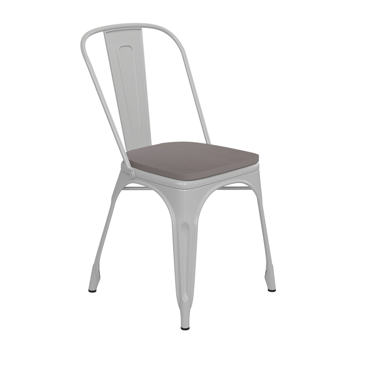 White Metal Chair-Gray Seat CH-31230-WH-PL1G-GG