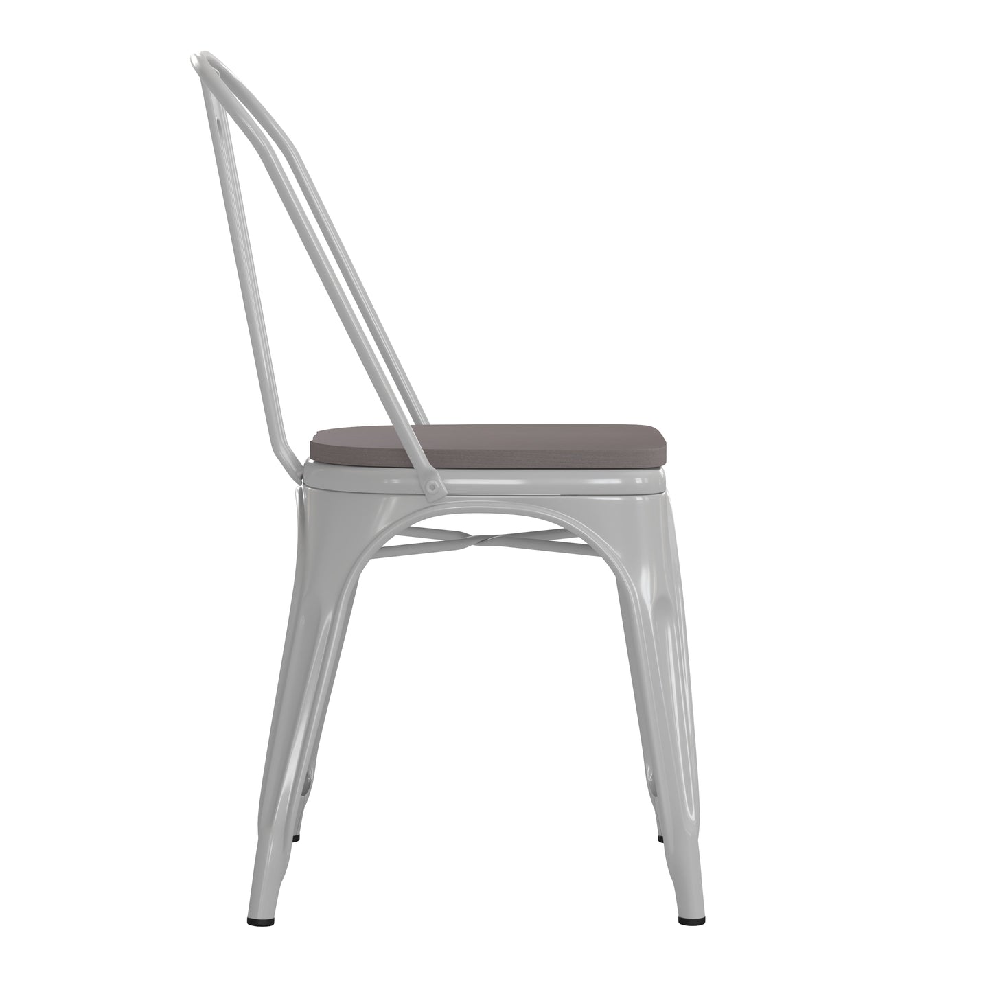 White Metal Chair-Gray Seat CH-31230-WH-PL1G-GG