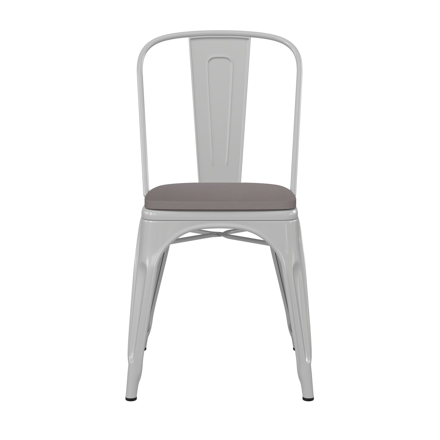 White Metal Chair-Gray Seat CH-31230-WH-PL1G-GG