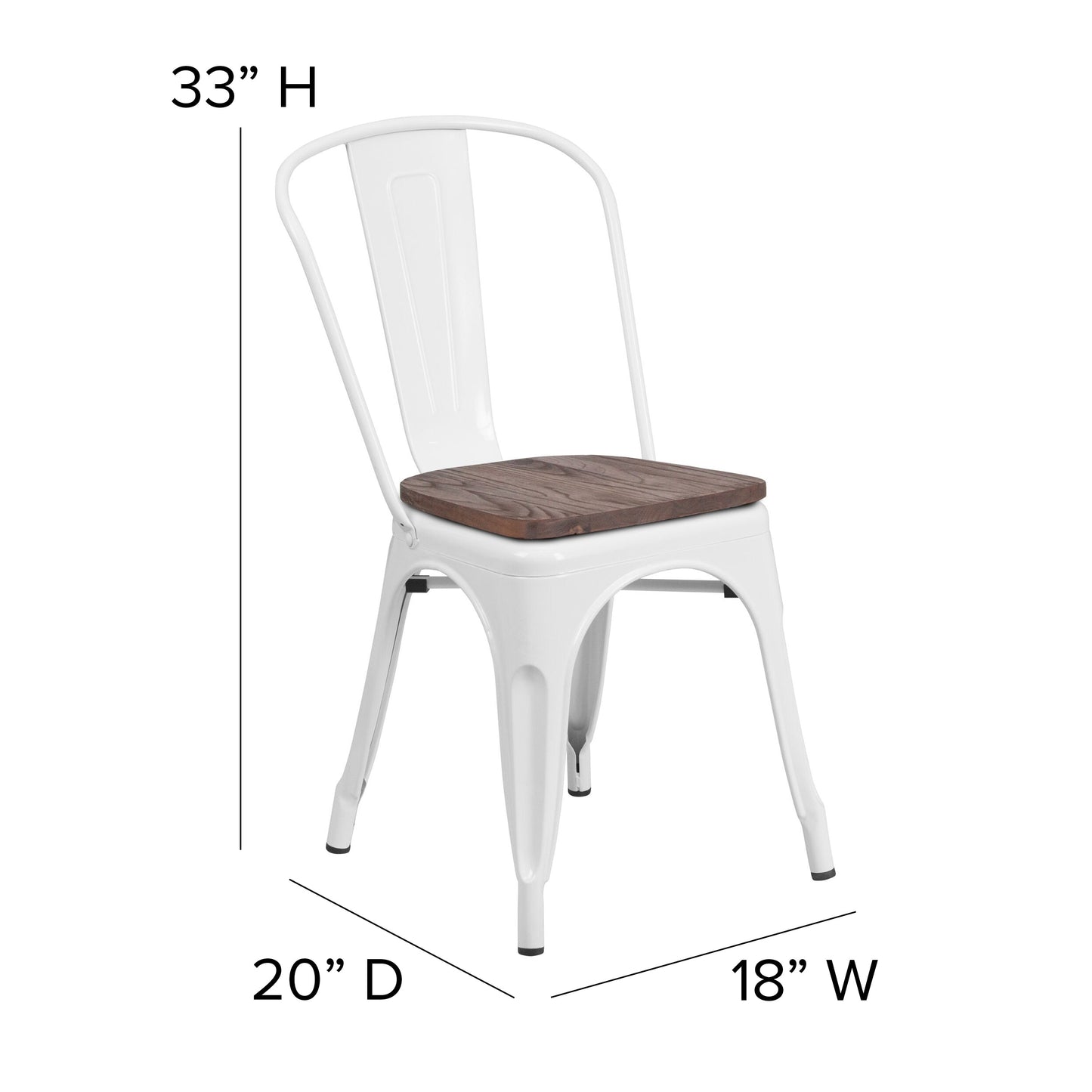 White Metal Stack Chair CH-31230-WH-WD-GG