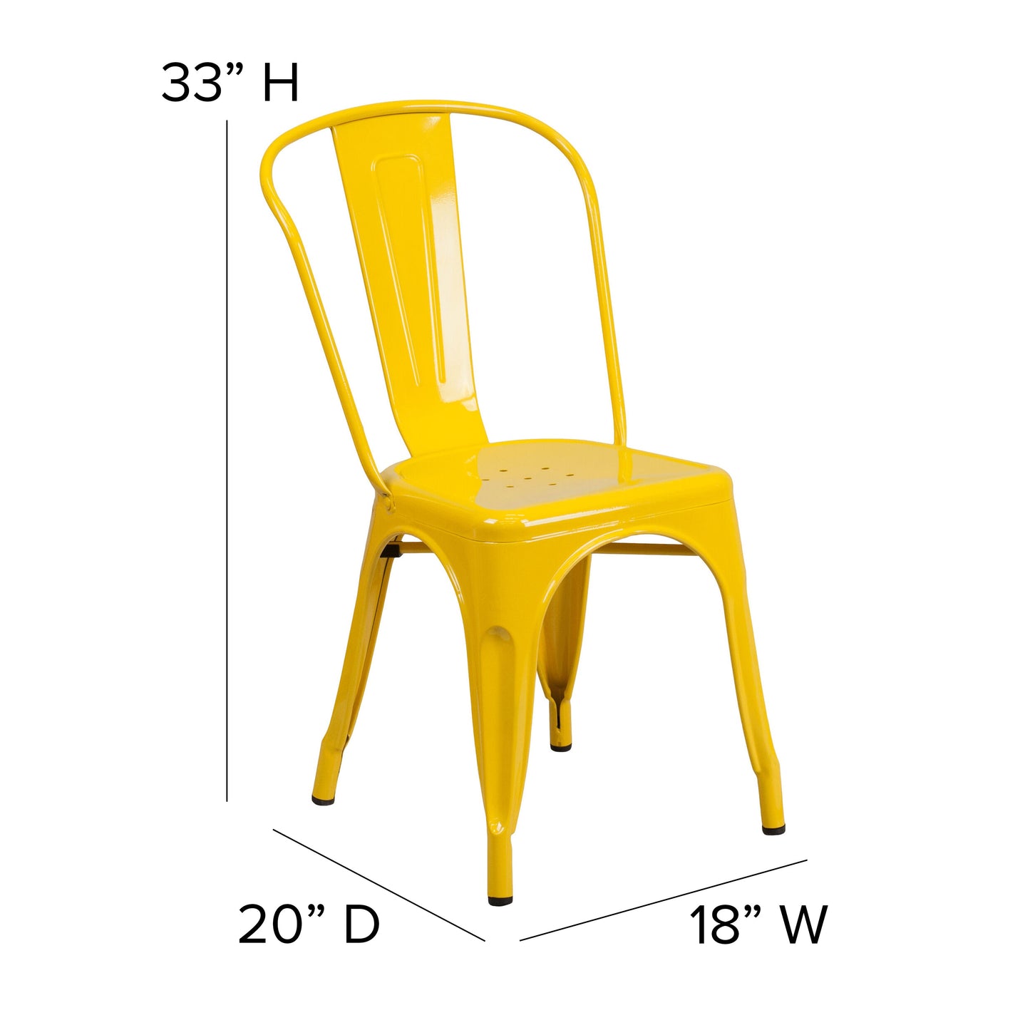 Yellow Metal Chair-Teak Seat CH-31230-YL-PL1T-GG