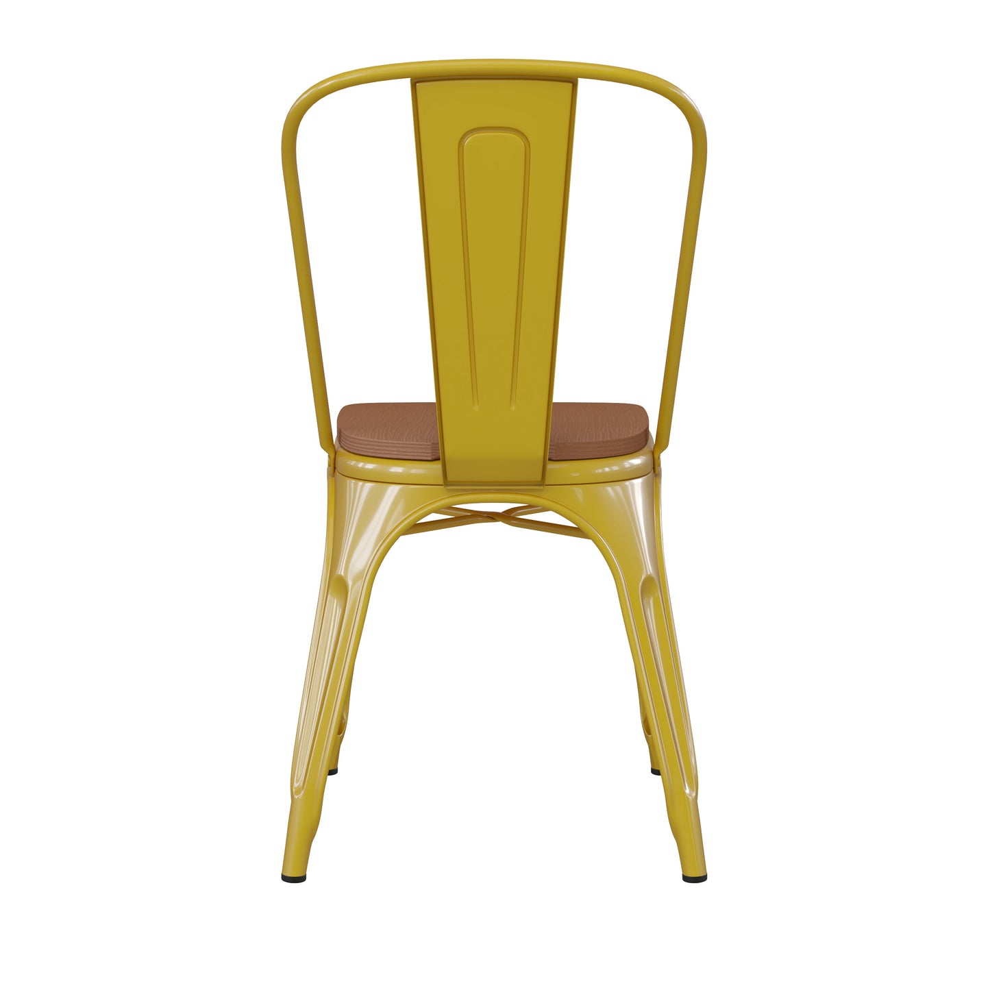 Yellow Metal Chair-Teak Seat CH-31230-YL-PL1T-GG