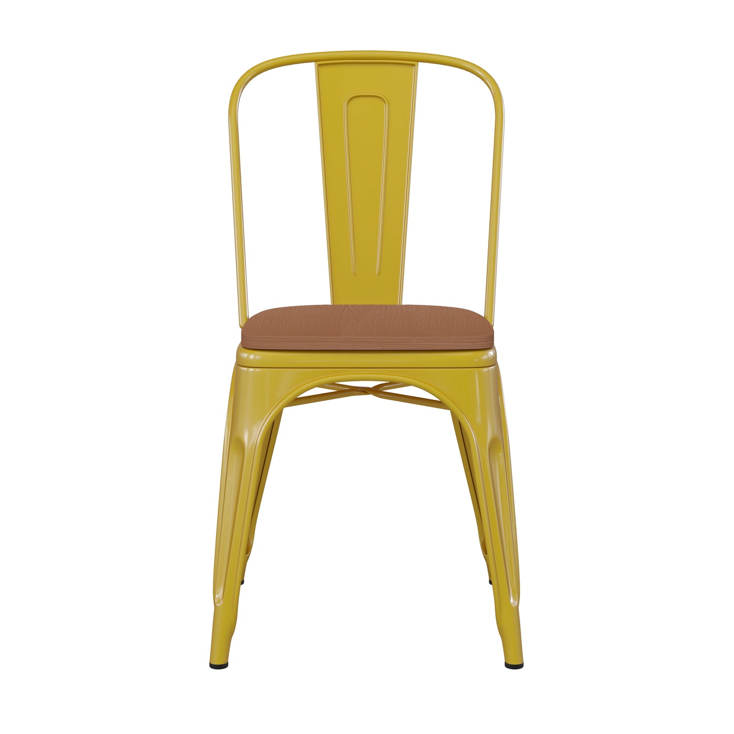 Yellow Metal Chair-Teak Seat CH-31230-YL-PL1T-GG