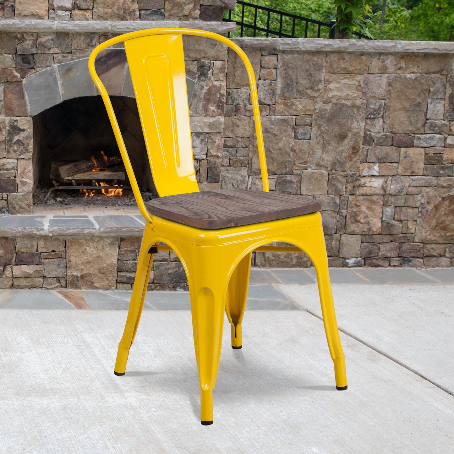 Yellow Metal Stack Chair CH-31230-YL-WD-GG