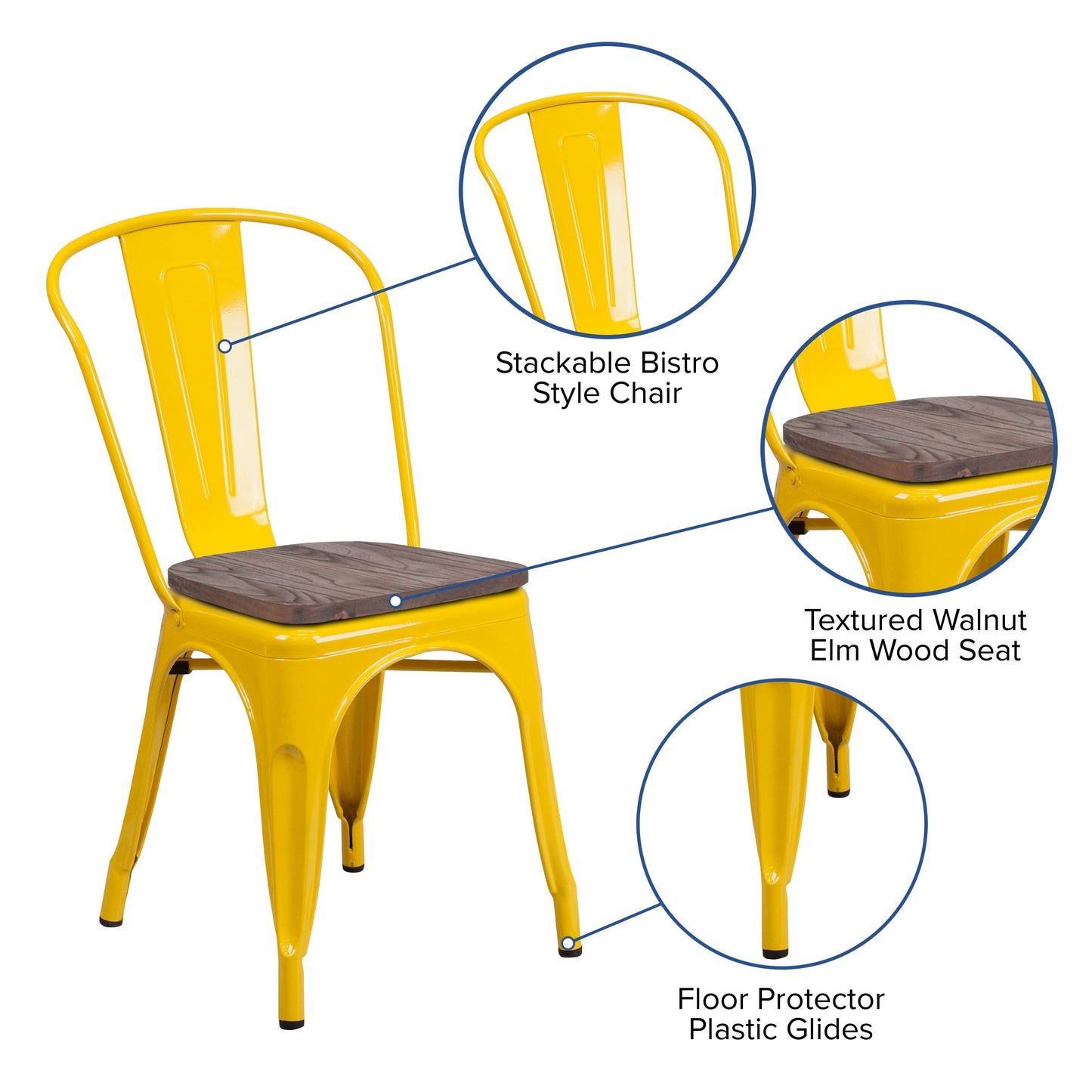 Yellow Metal Stack Chair CH-31230-YL-WD-GG