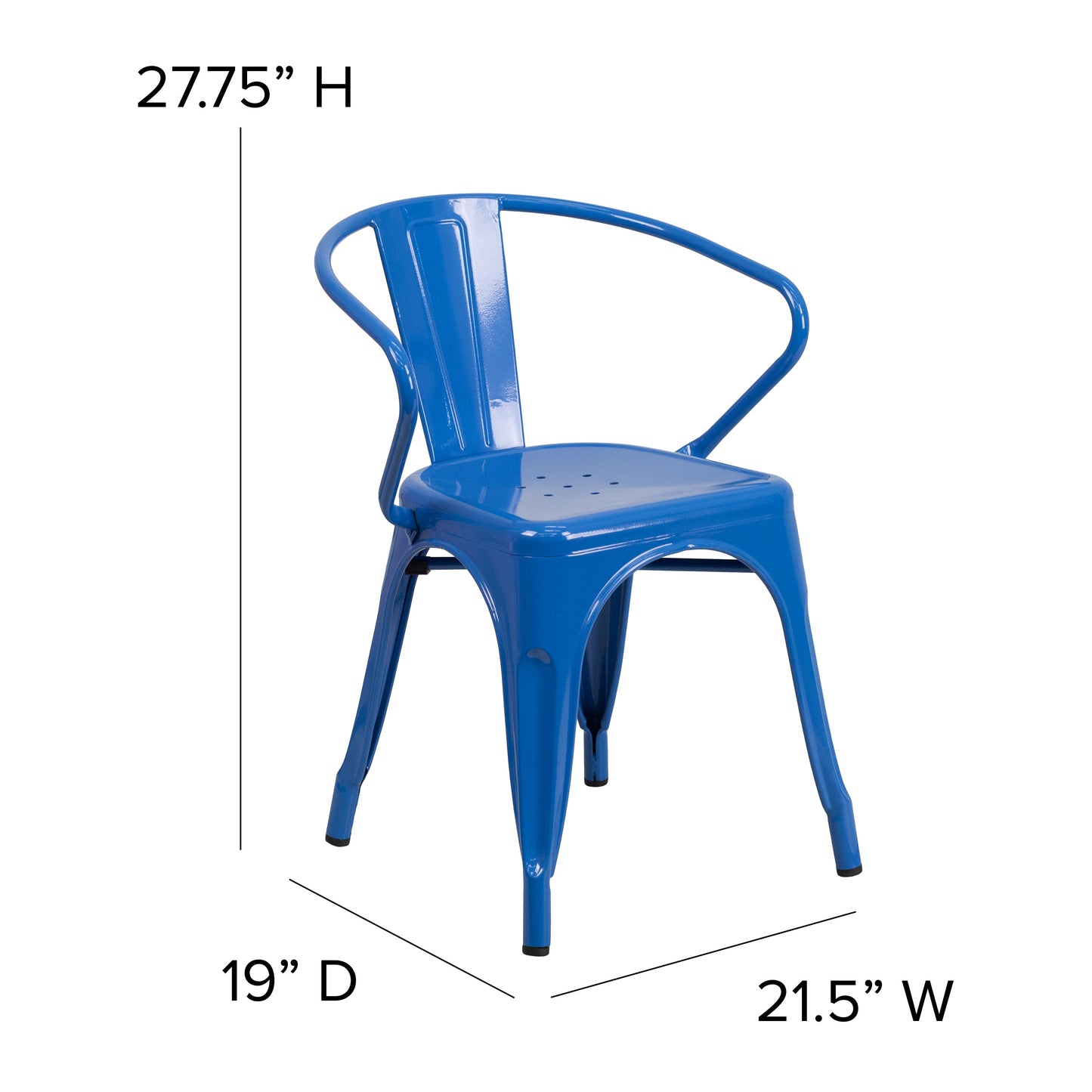 Modern Colorful Stack Chair with Arms and Poly Resin Seat for Commercial or Residential Use