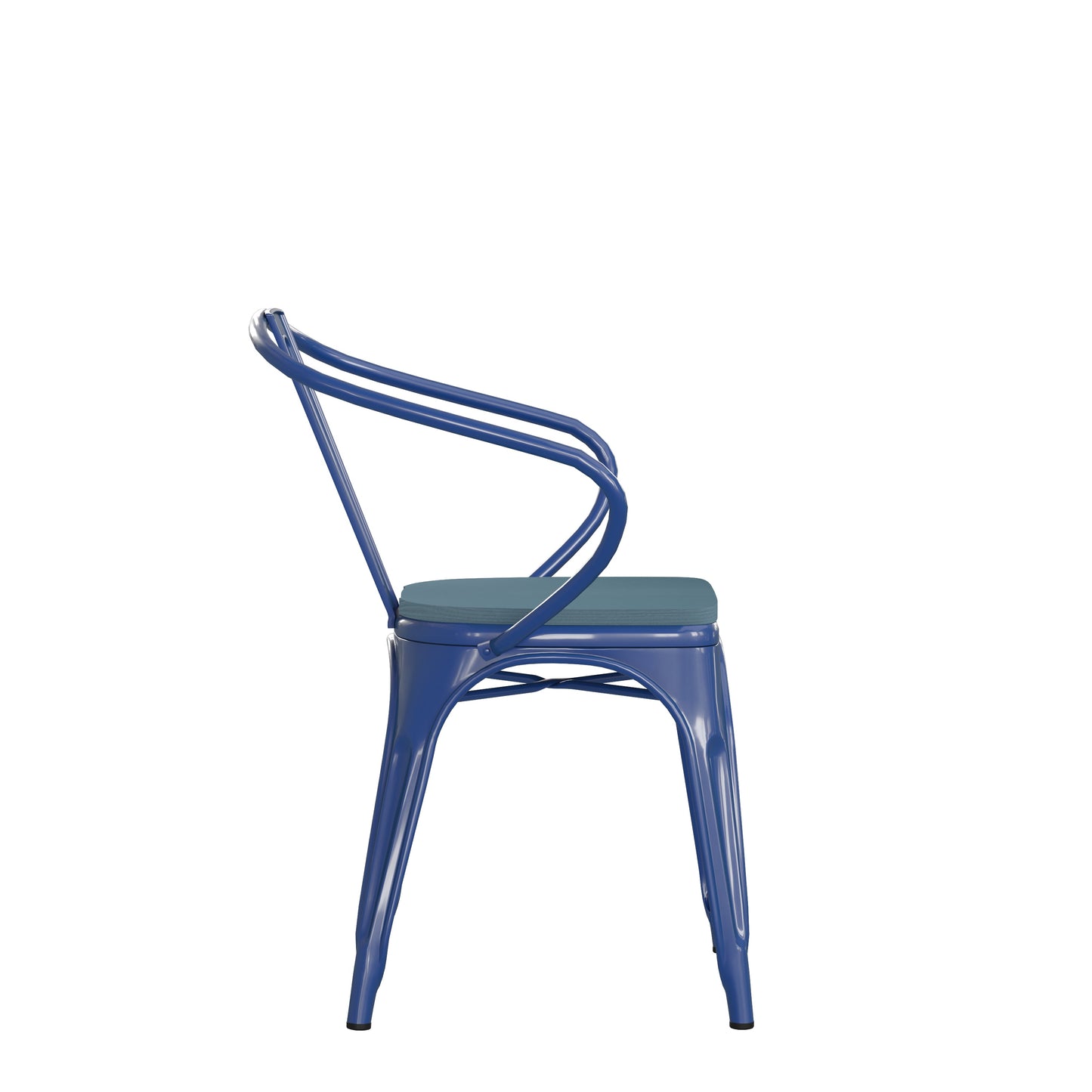 Modern Colorful Stack Chair with Arms and Poly Resin Seat for Commercial or Residential Use