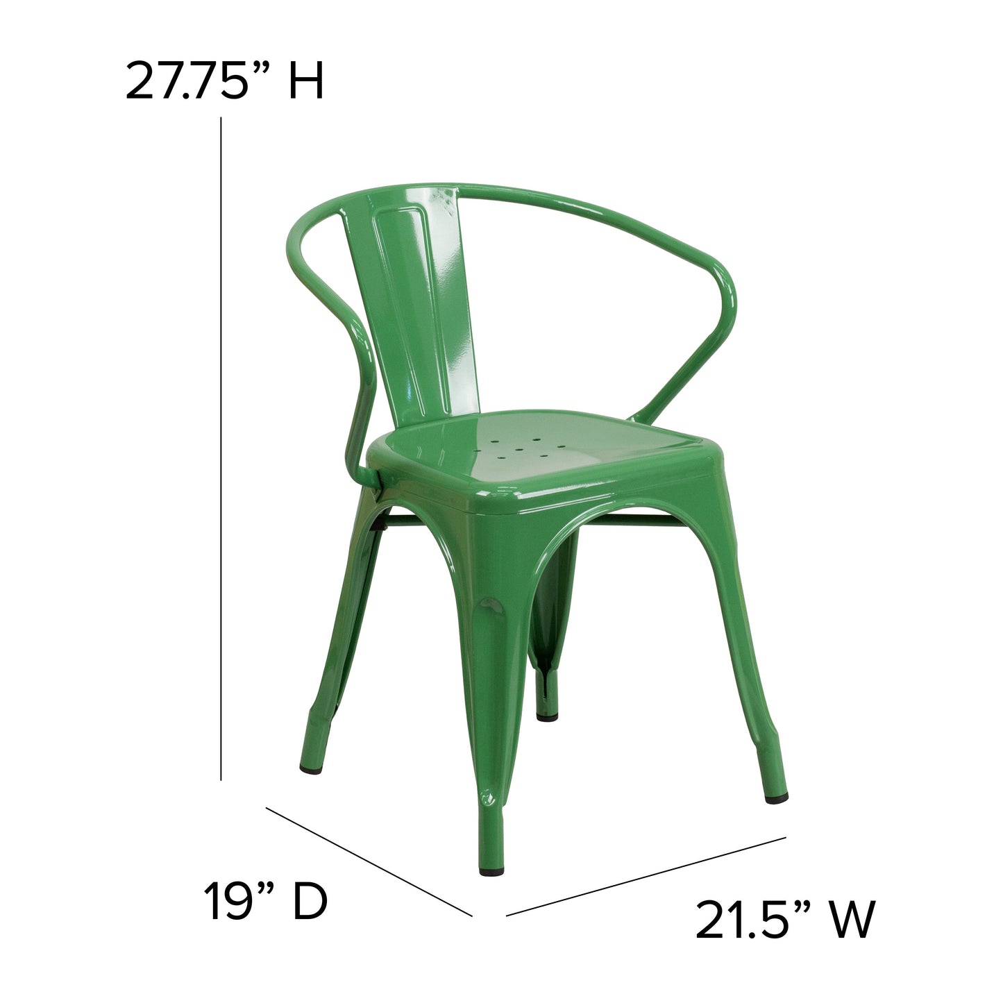 Modern Colorful Stack Chair with Arms and Poly Resin Seat for Commercial or Residential Use