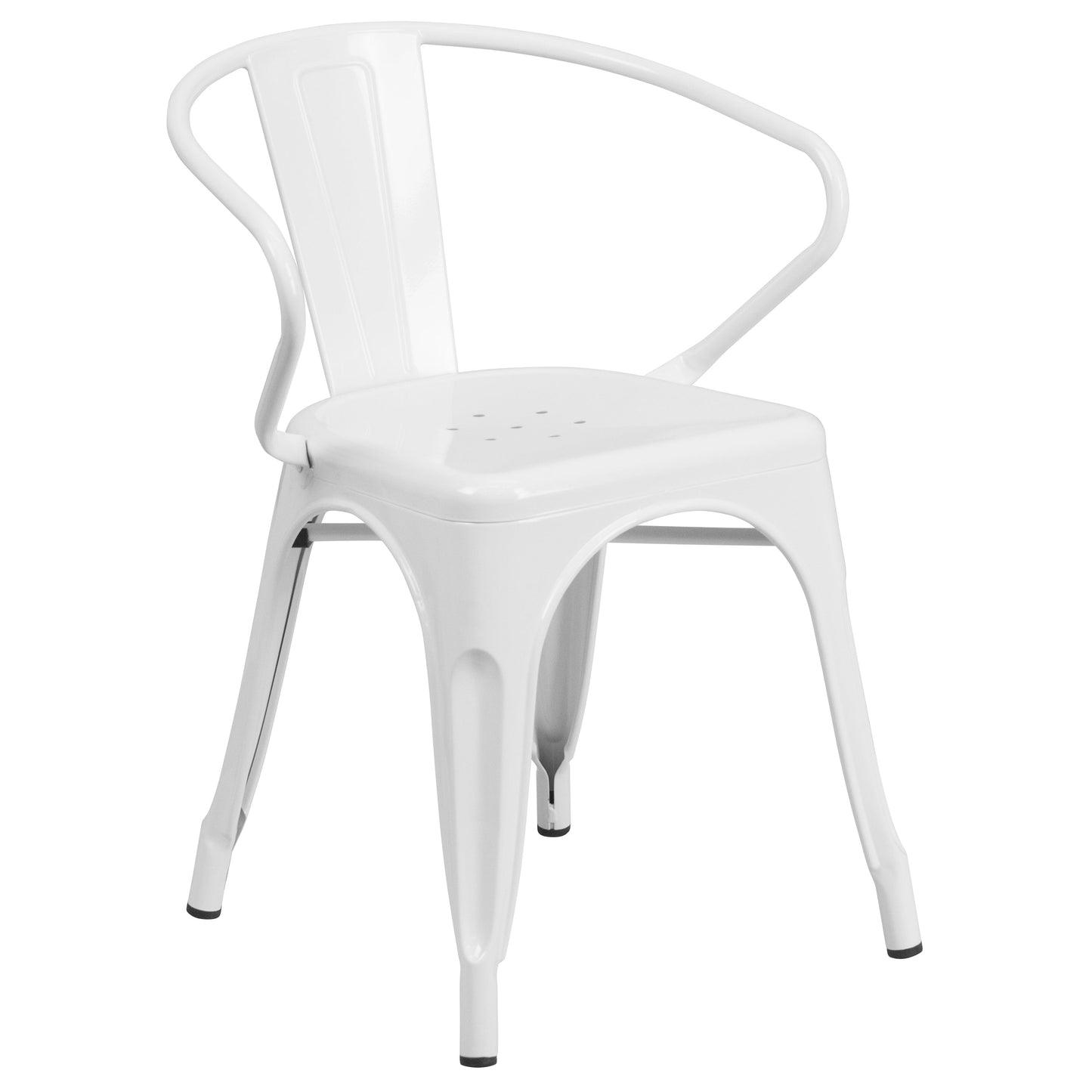 White Metal Chair With Arms CH-31270-WH-GG