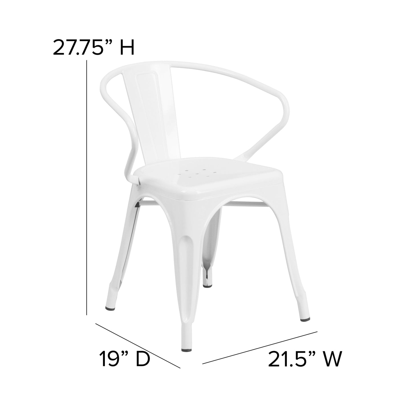 White Metal Chair With Arms CH-31270-WH-GG