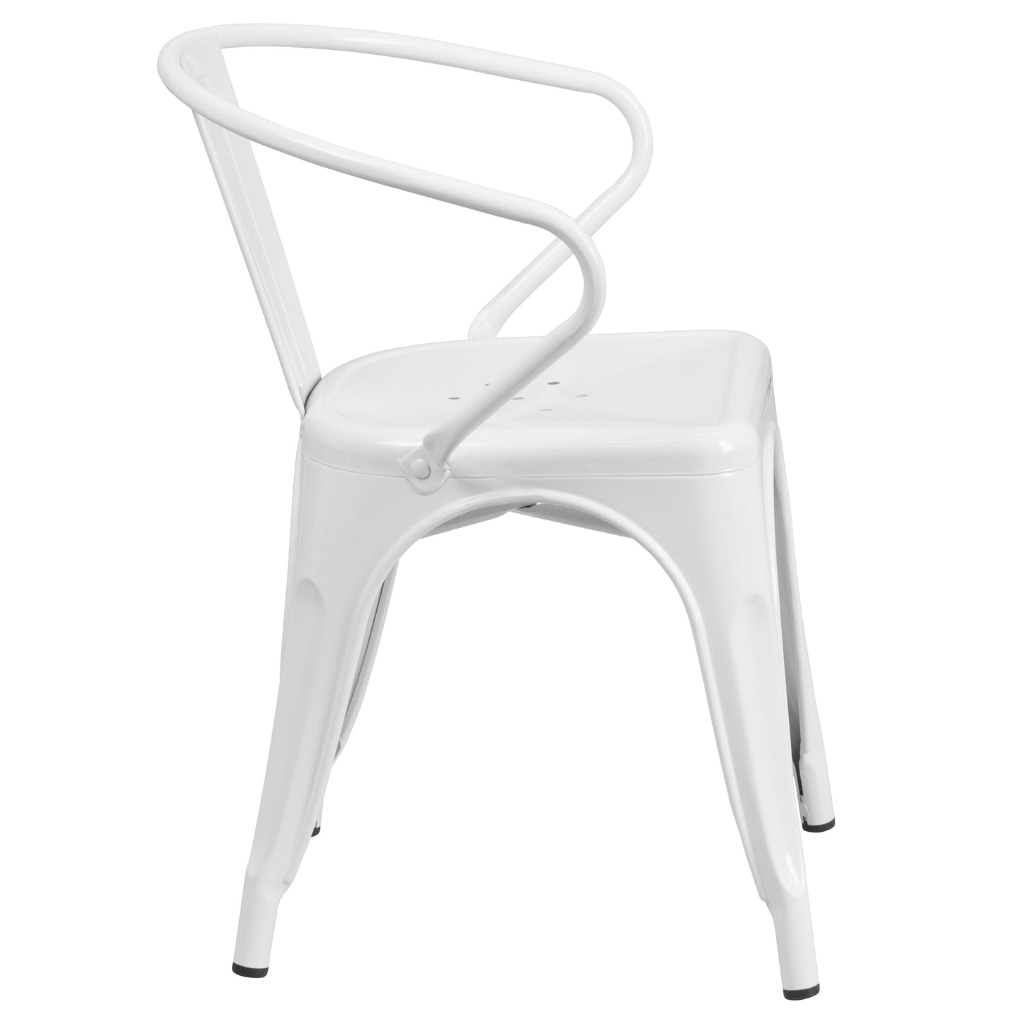 White Metal Chair With Arms CH-31270-WH-GG