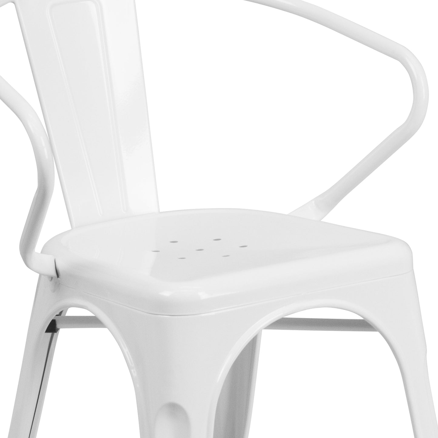 White Metal Chair With Arms CH-31270-WH-GG