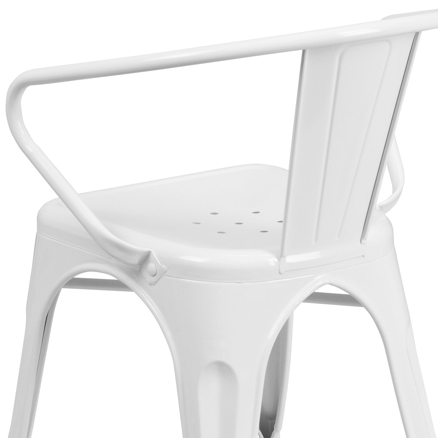 White Metal Chair With Arms CH-31270-WH-GG