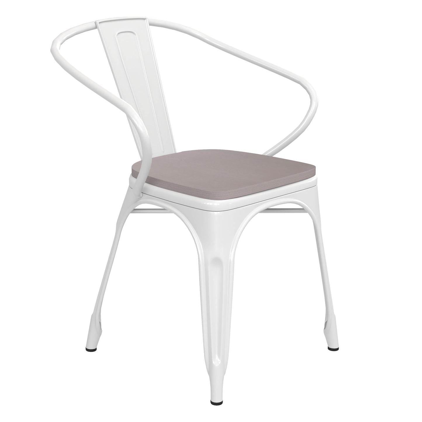 White Metal Chair-Gray Seat CH-31270-WH-PL1G-GG