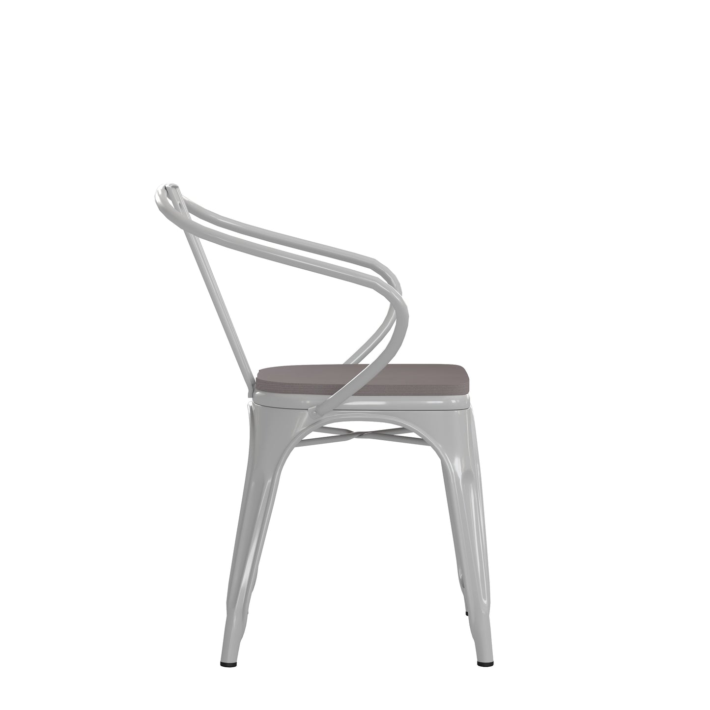 White Metal Chair-Gray Seat CH-31270-WH-PL1G-GG