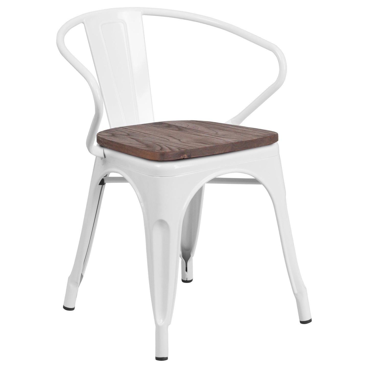 White Metal Chair With Arms CH-31270-WH-WD-GG