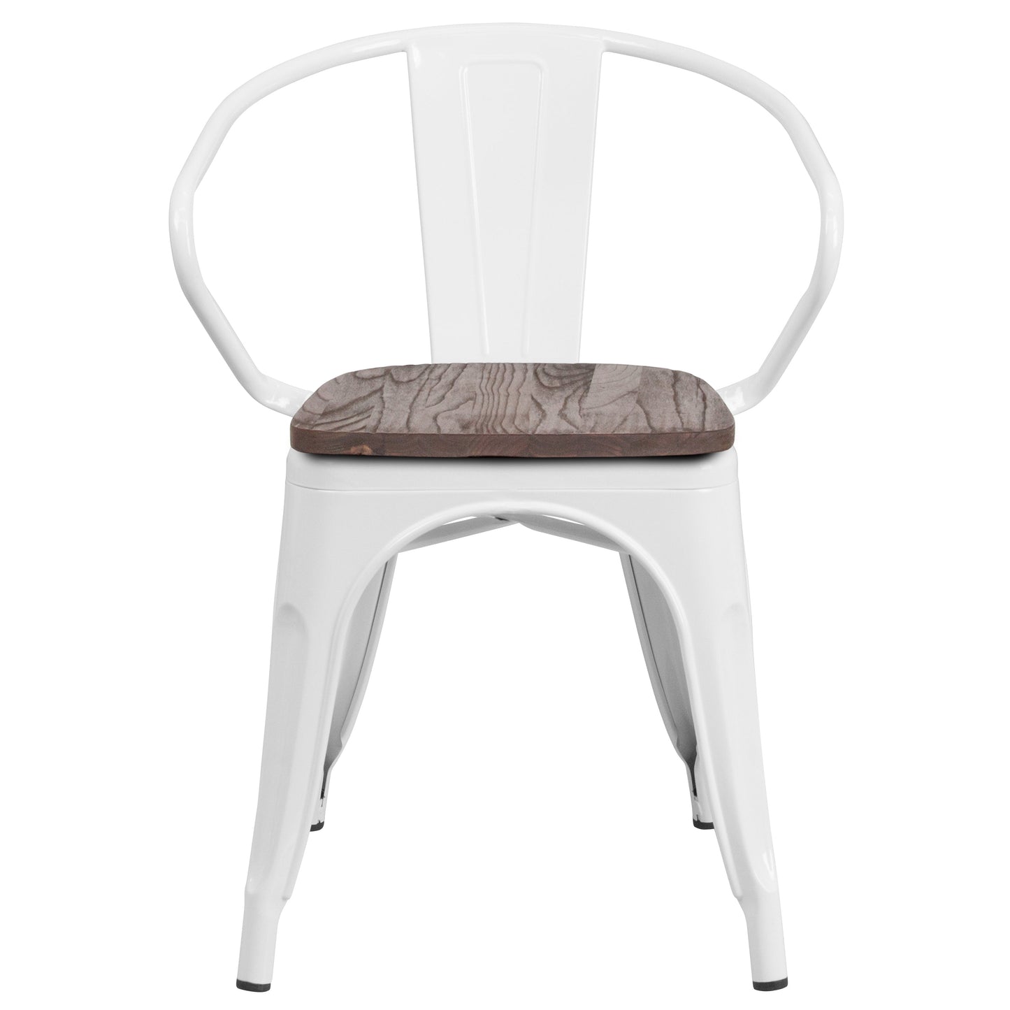 White Metal Chair With Arms CH-31270-WH-WD-GG