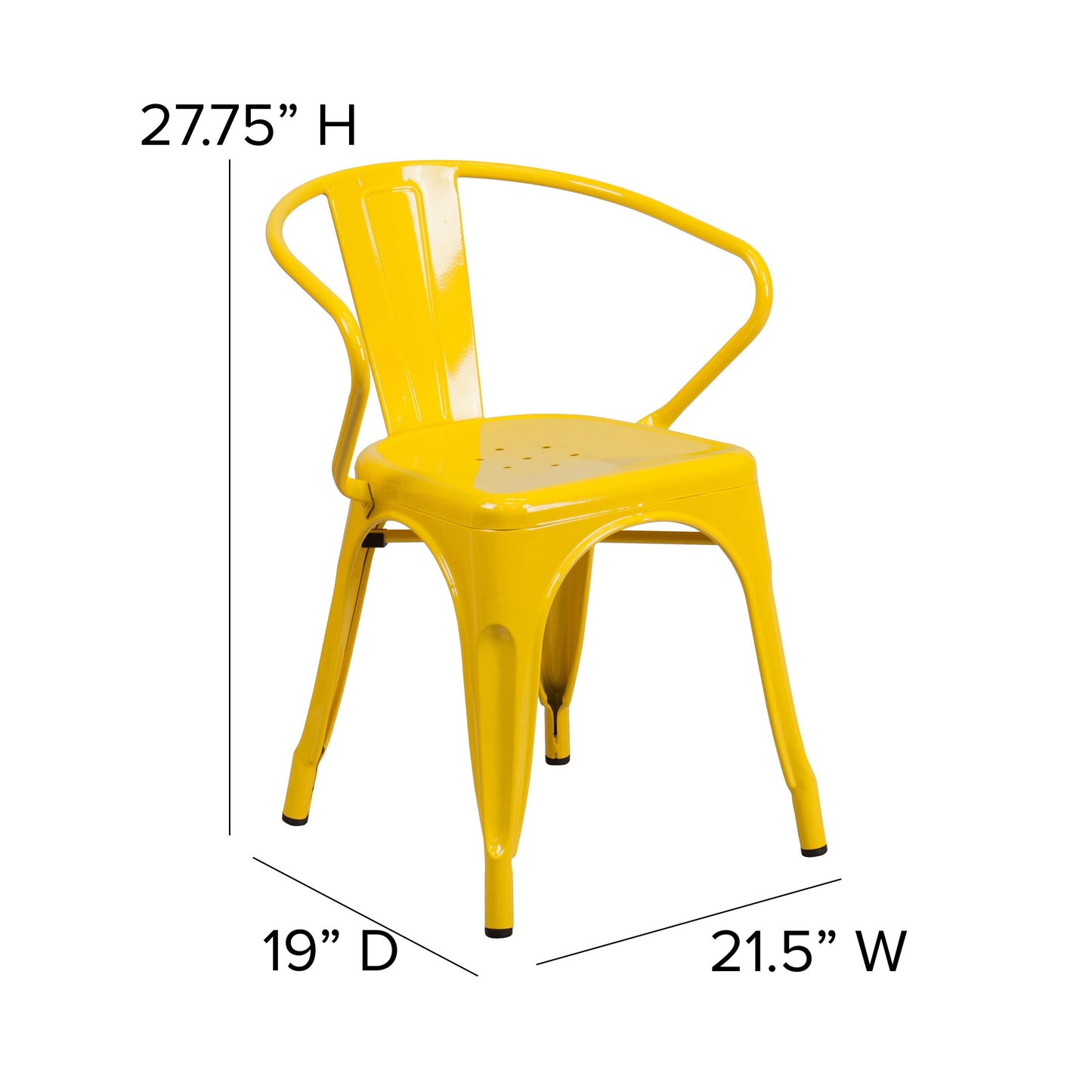 Modern Colorful Stack Chair with Arms and Poly Resin Seat for Commercial or Residential Use