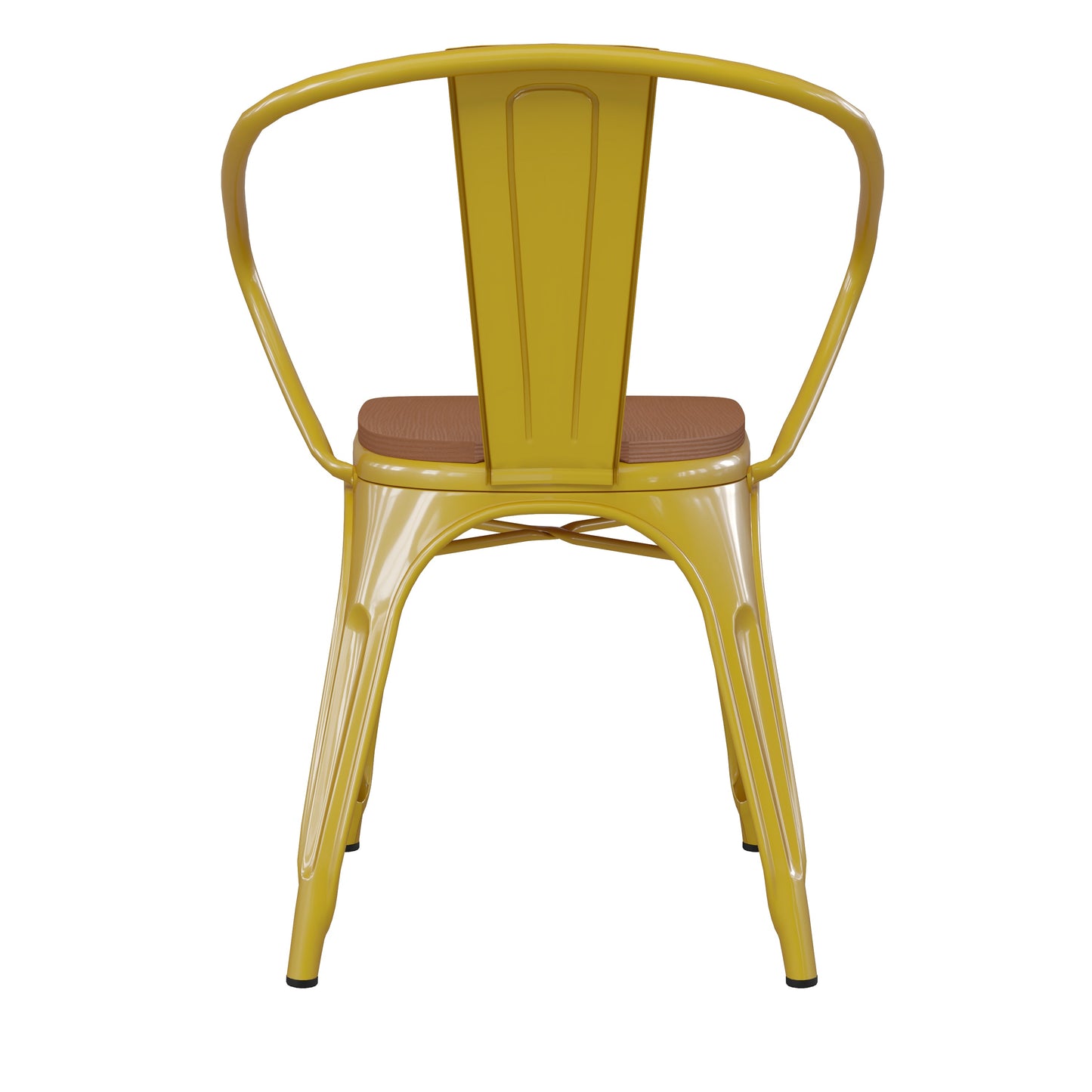 Yellow Metal Chair-Teak Seat CH-31270-YL-PL1T-GG