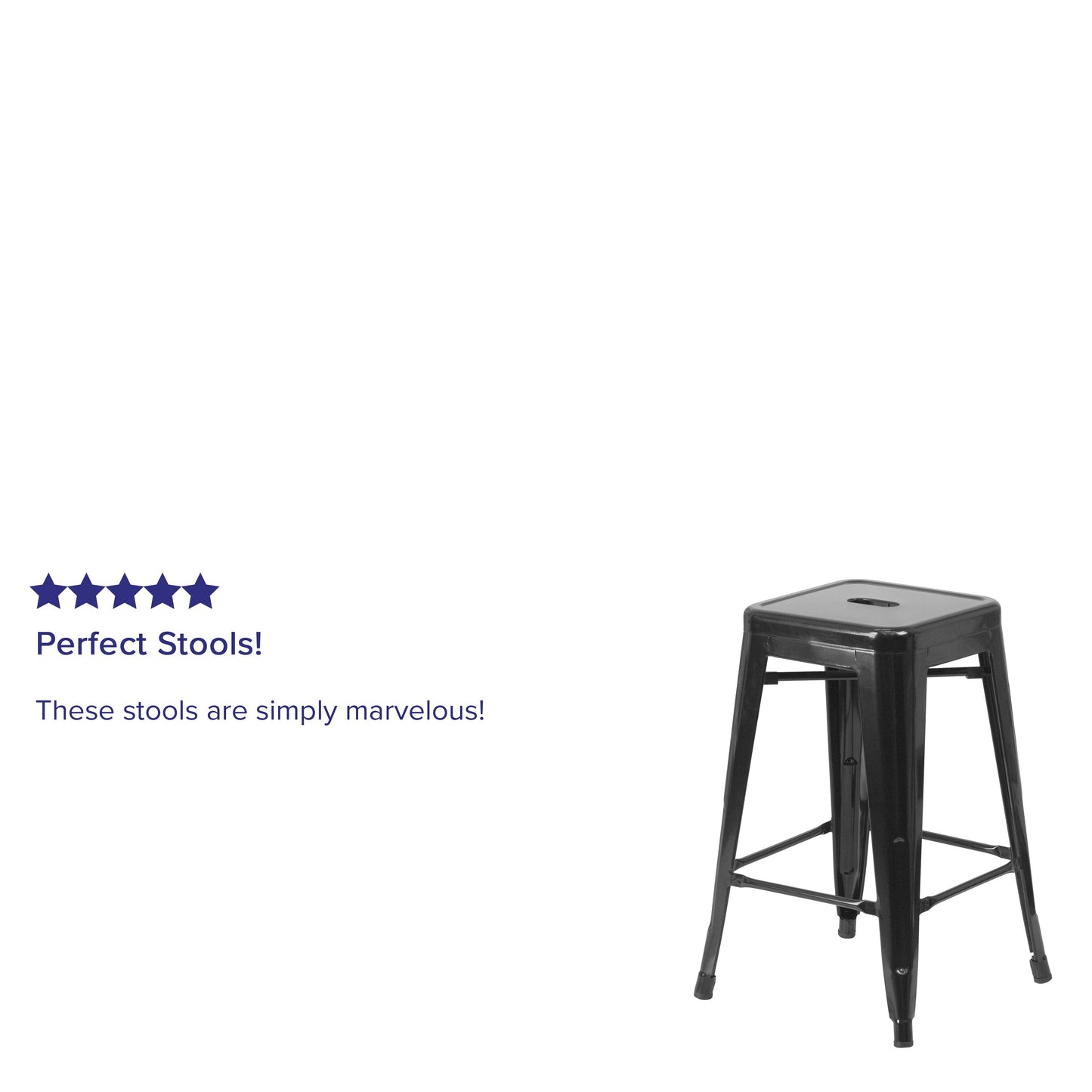 24" Black No Back Metal Stool CH-31320-24-BK-GG