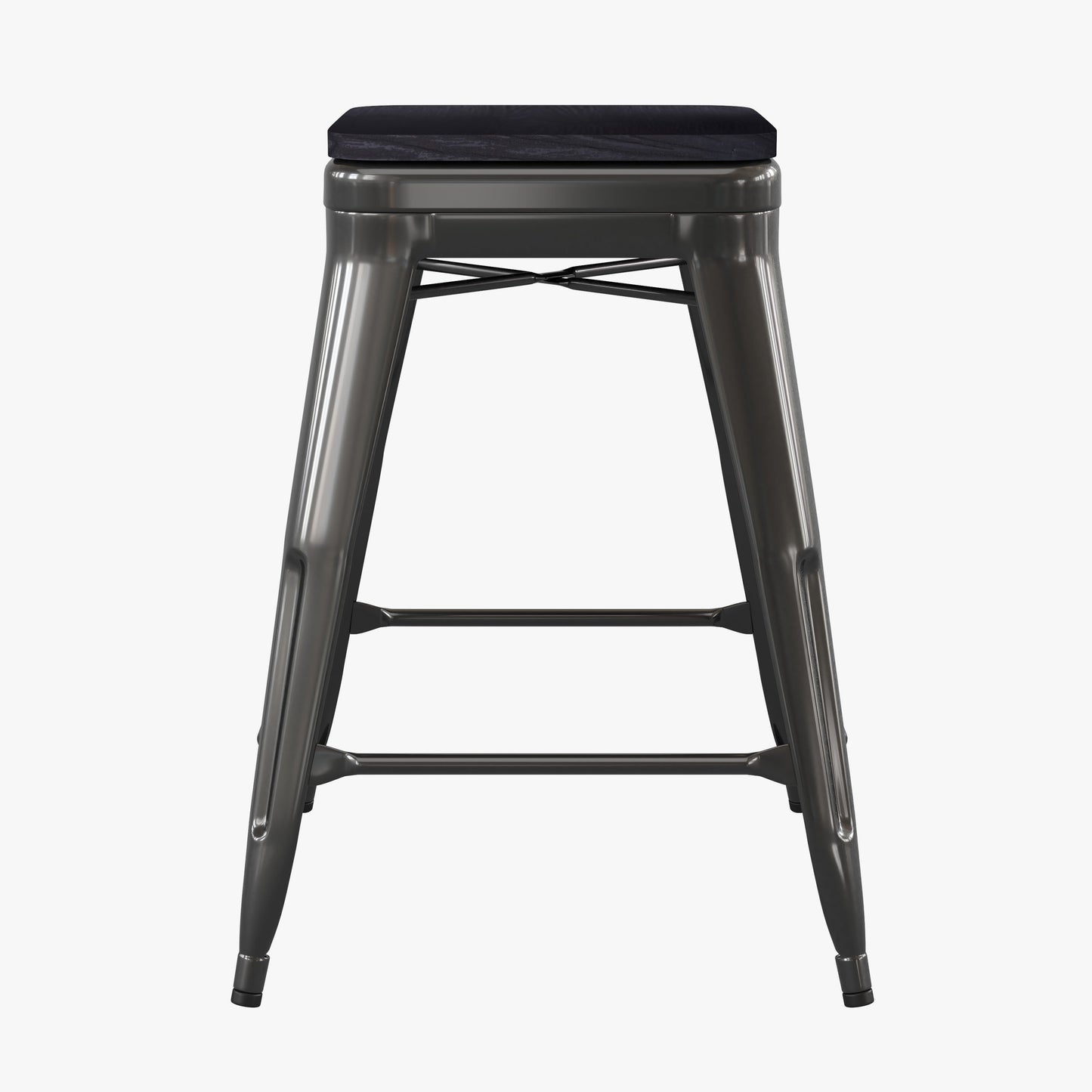 24" Black Stool-24" Black Seat CH-31320-24-BK-PL2B-GG