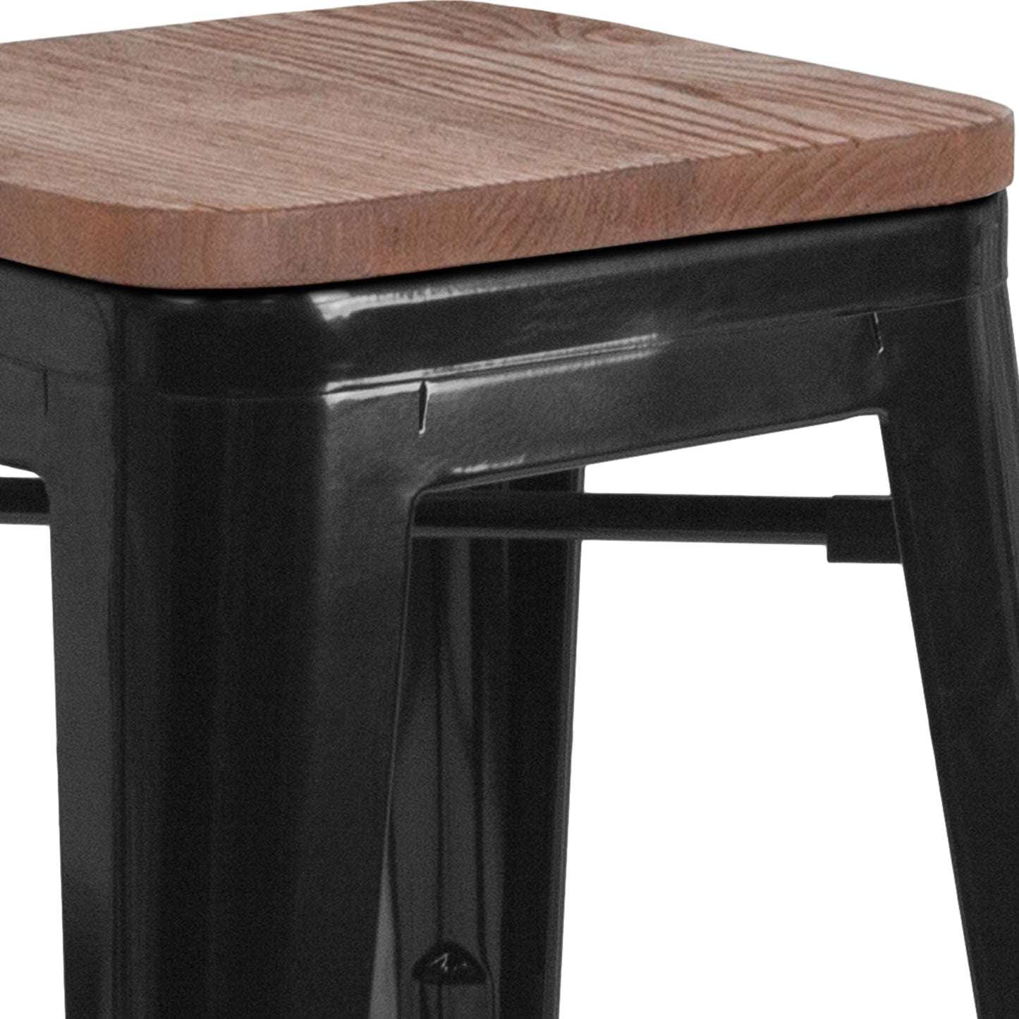 24" Black Backless Metal Stool CH-31320-24-BK-WD-GG