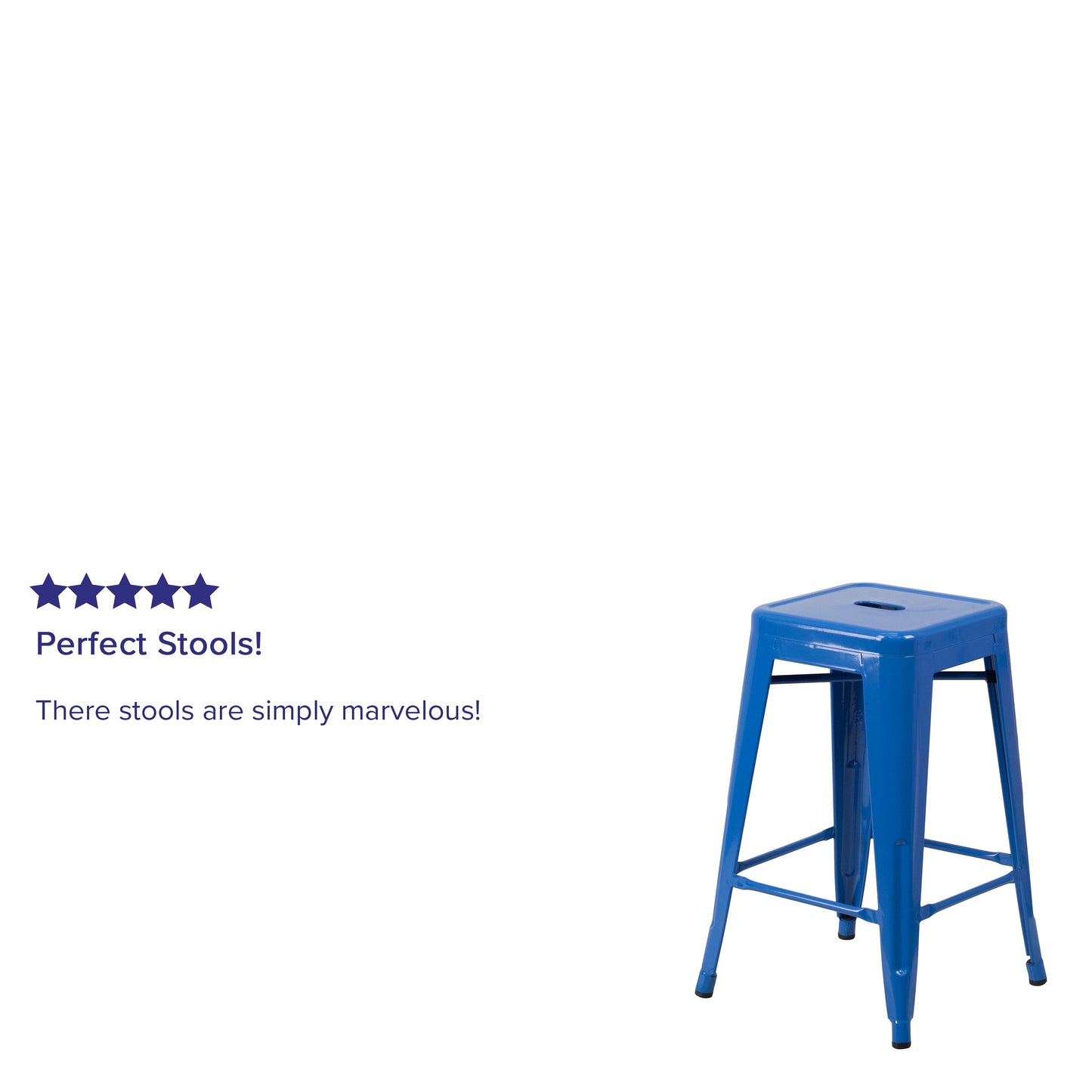 24" Blue No Back Metal Stool CH-31320-24-BL-GG