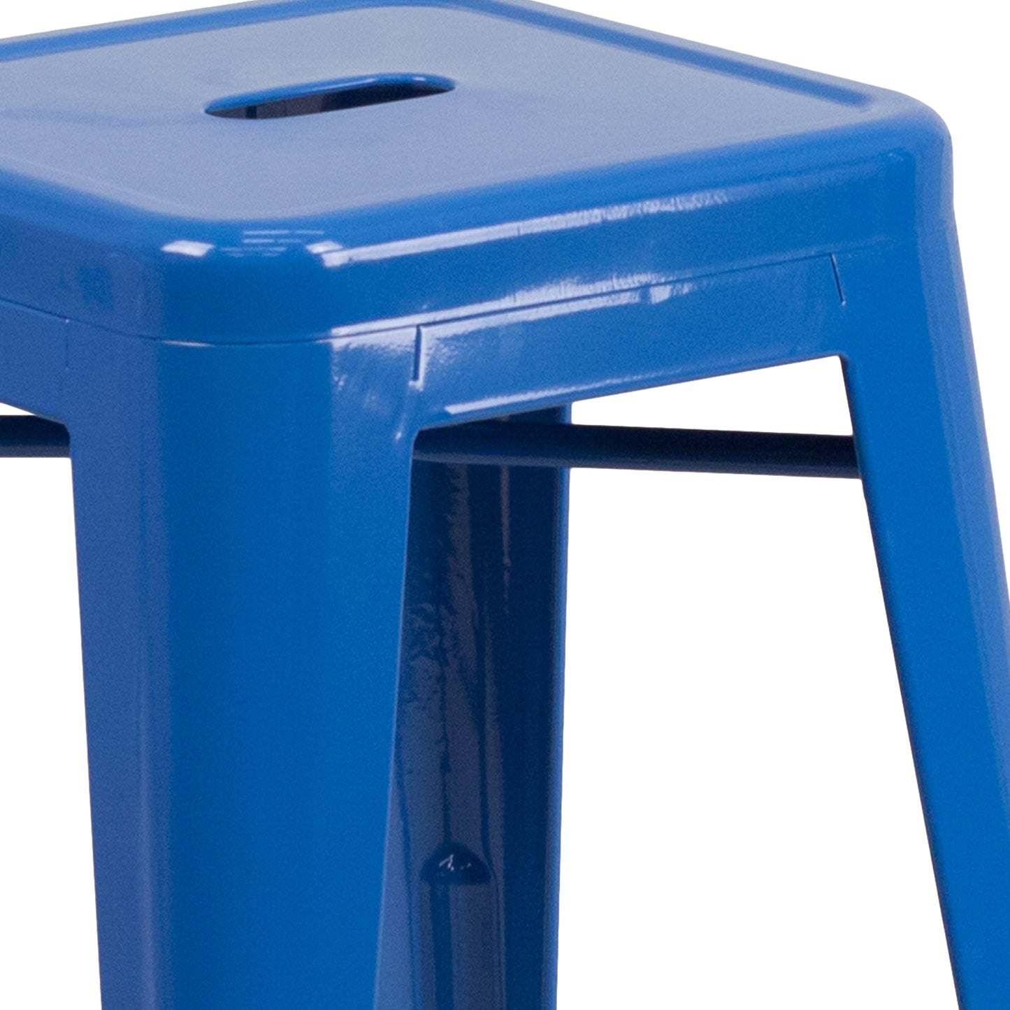 24" Blue No Back Metal Stool CH-31320-24-BL-GG