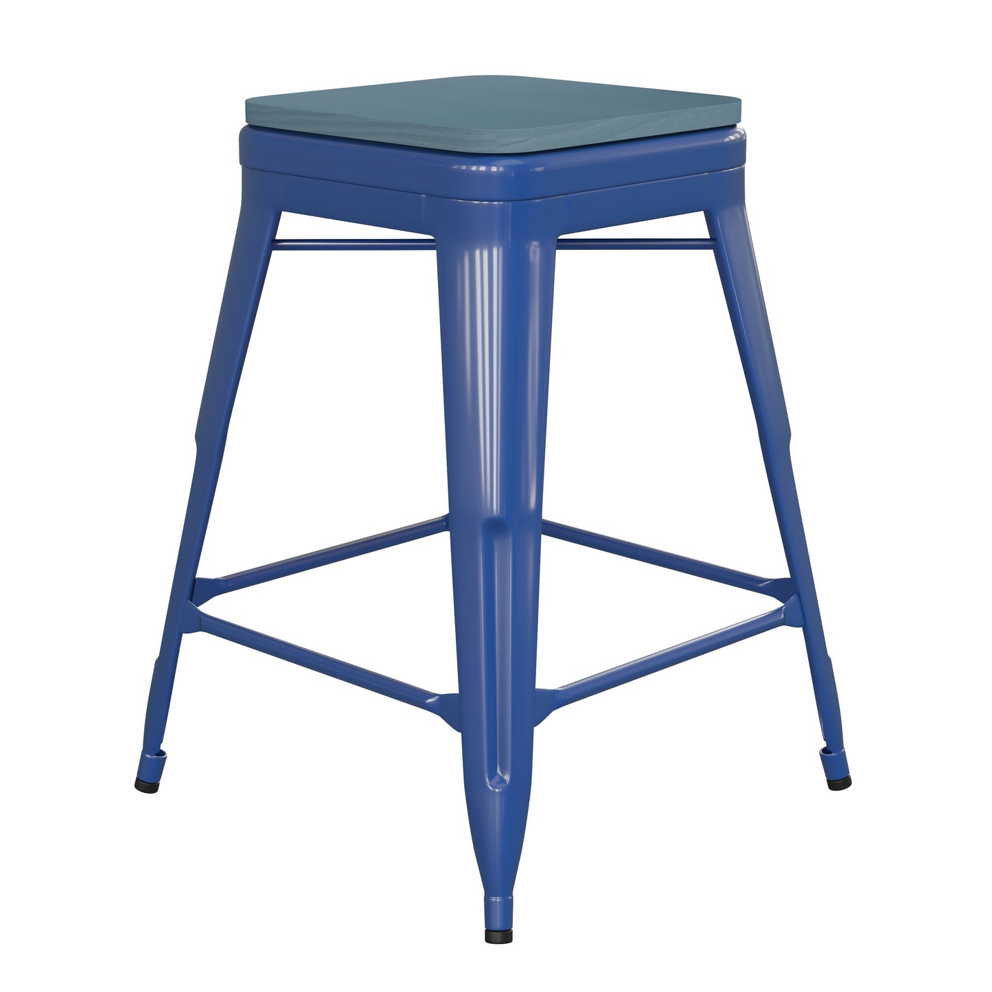 24" Blue Stool-Teal Blue Seat CH-31320-24-BL-PL2C-GG