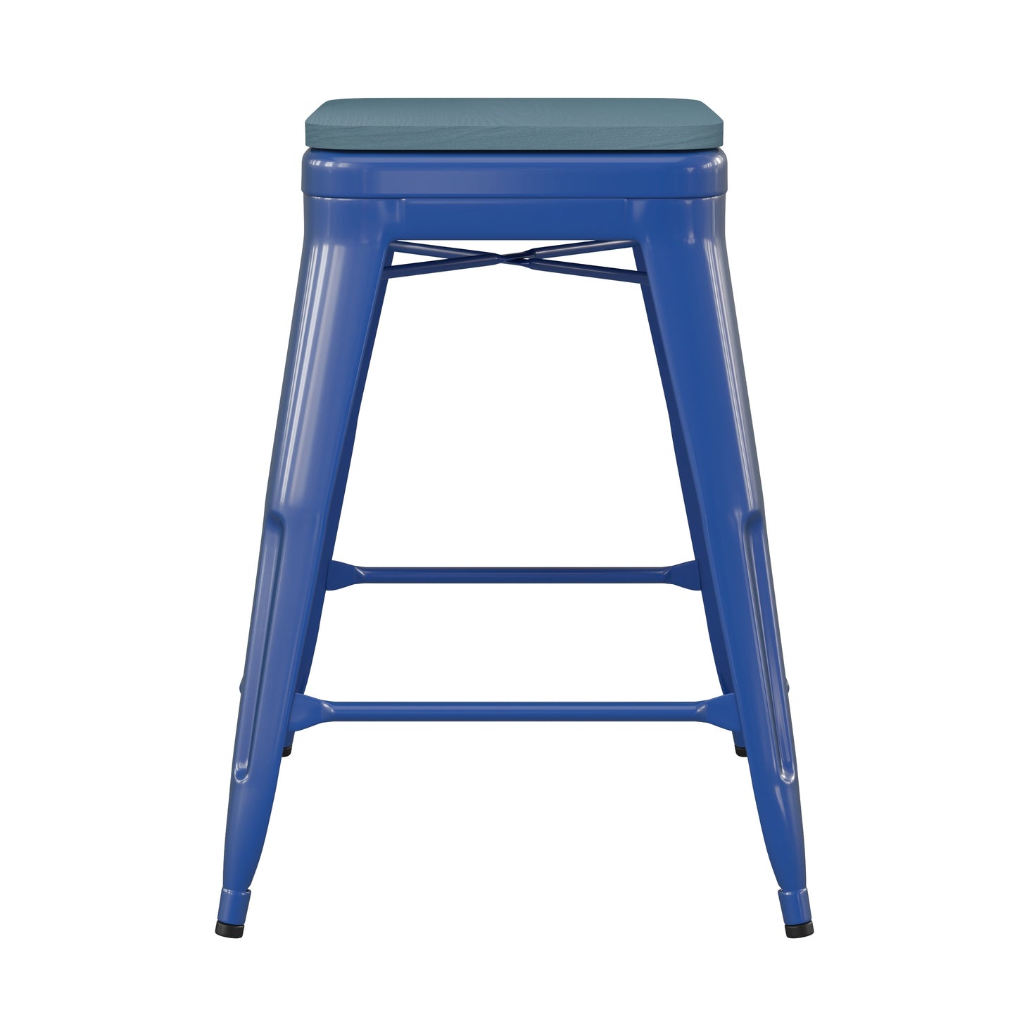 24" Blue Stool-Teal Blue Seat CH-31320-24-BL-PL2C-GG