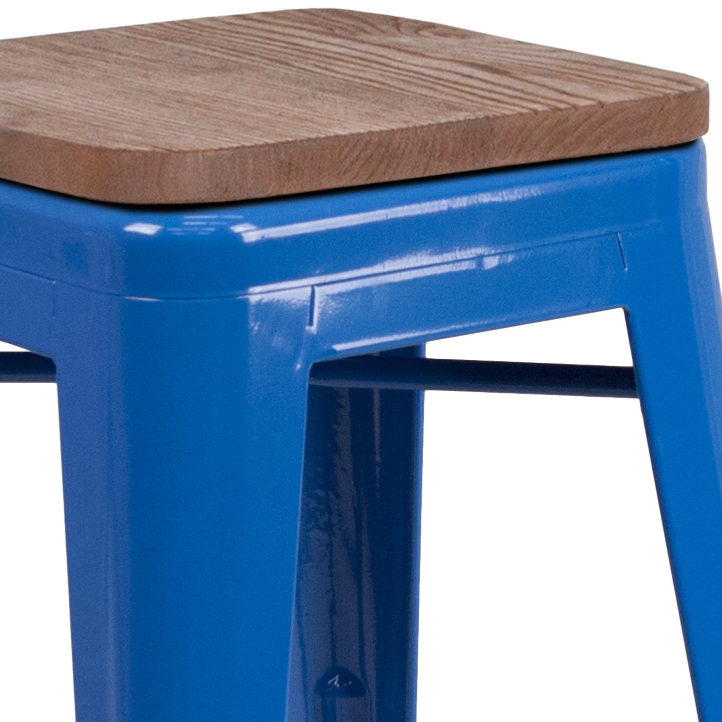 24" Blue Metal Counter Stool CH-31320-24-BL-WD-GG