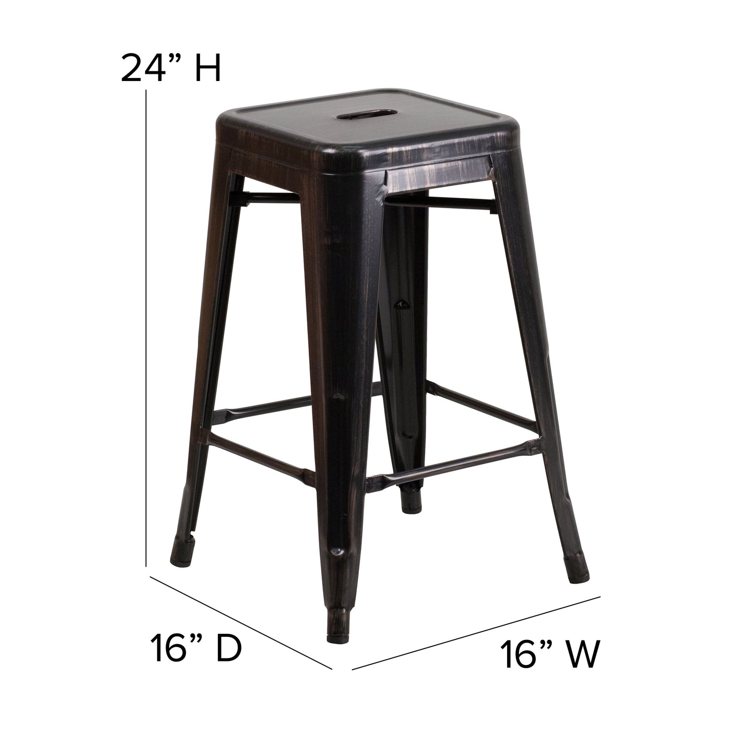 24" Aged Black NoBack Stool CH-31320-24-BQ-GG