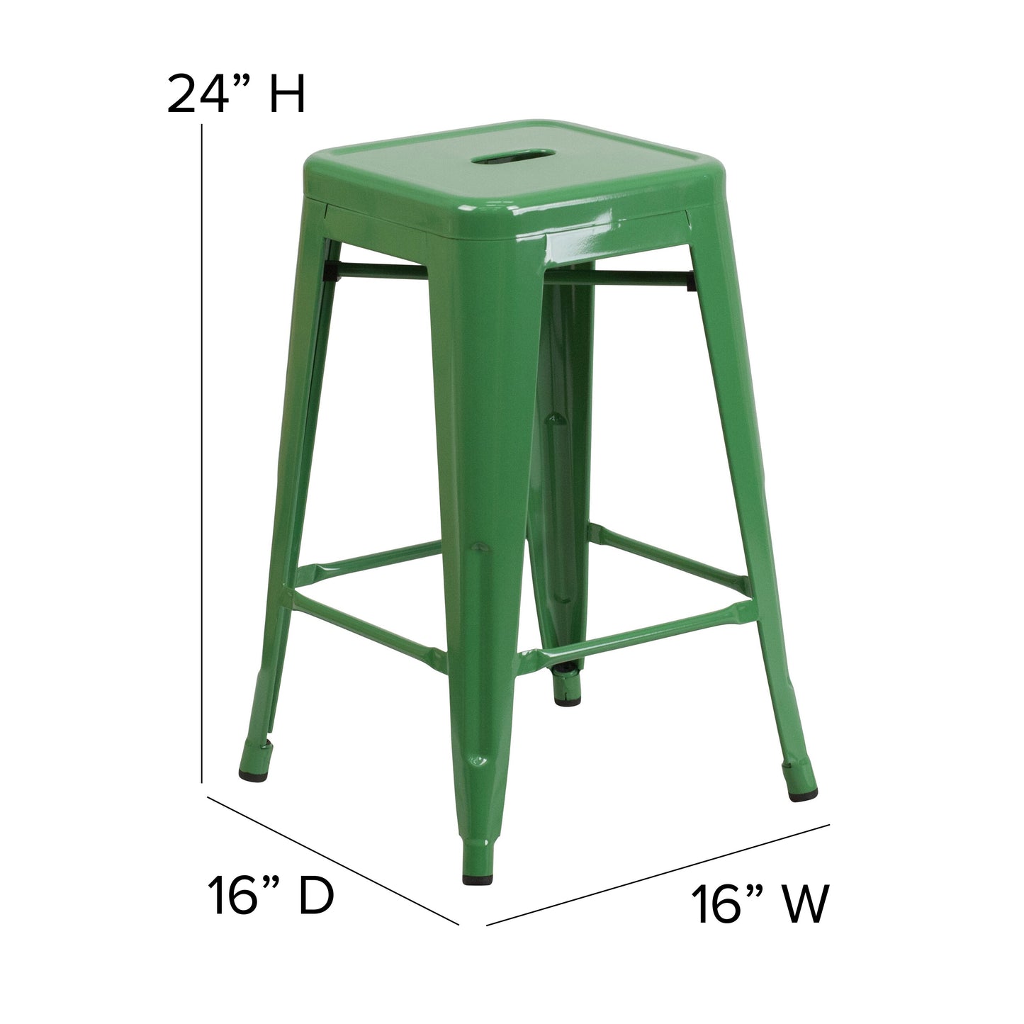 24" Green No Back Metal Stool CH-31320-24-GN-GG