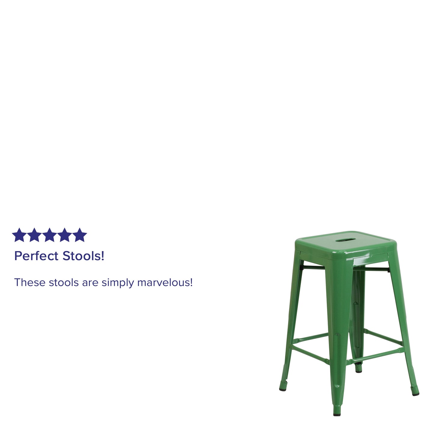 24" Green No Back Metal Stool CH-31320-24-GN-GG