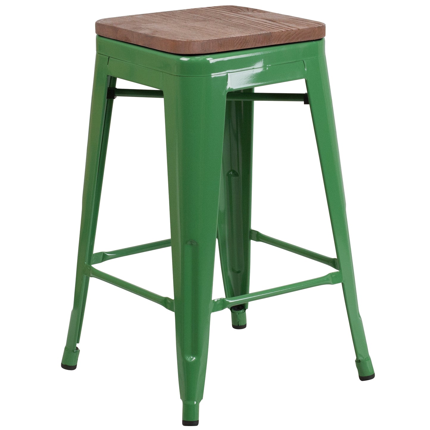 24" Green Metal Counter Stool CH-31320-24-GN-WD-GG