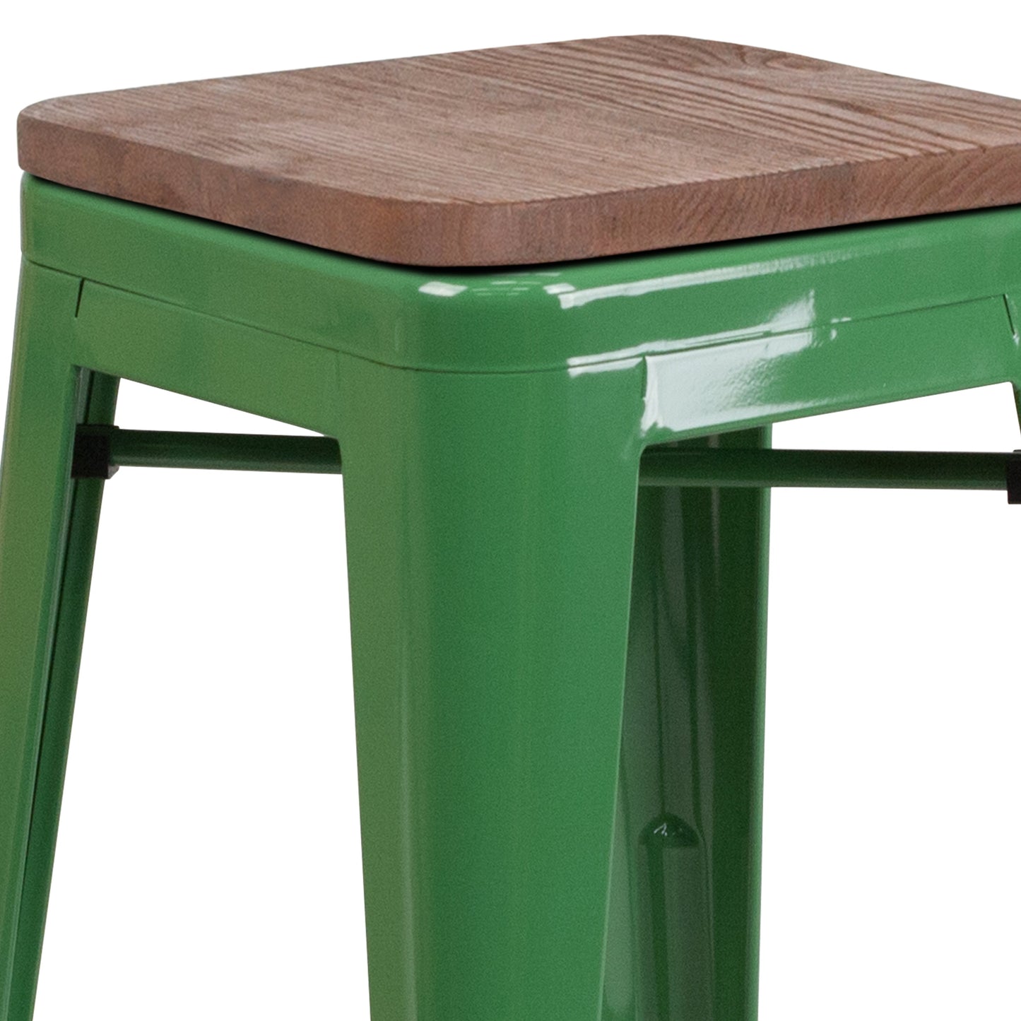 24" Green Metal Counter Stool CH-31320-24-GN-WD-GG