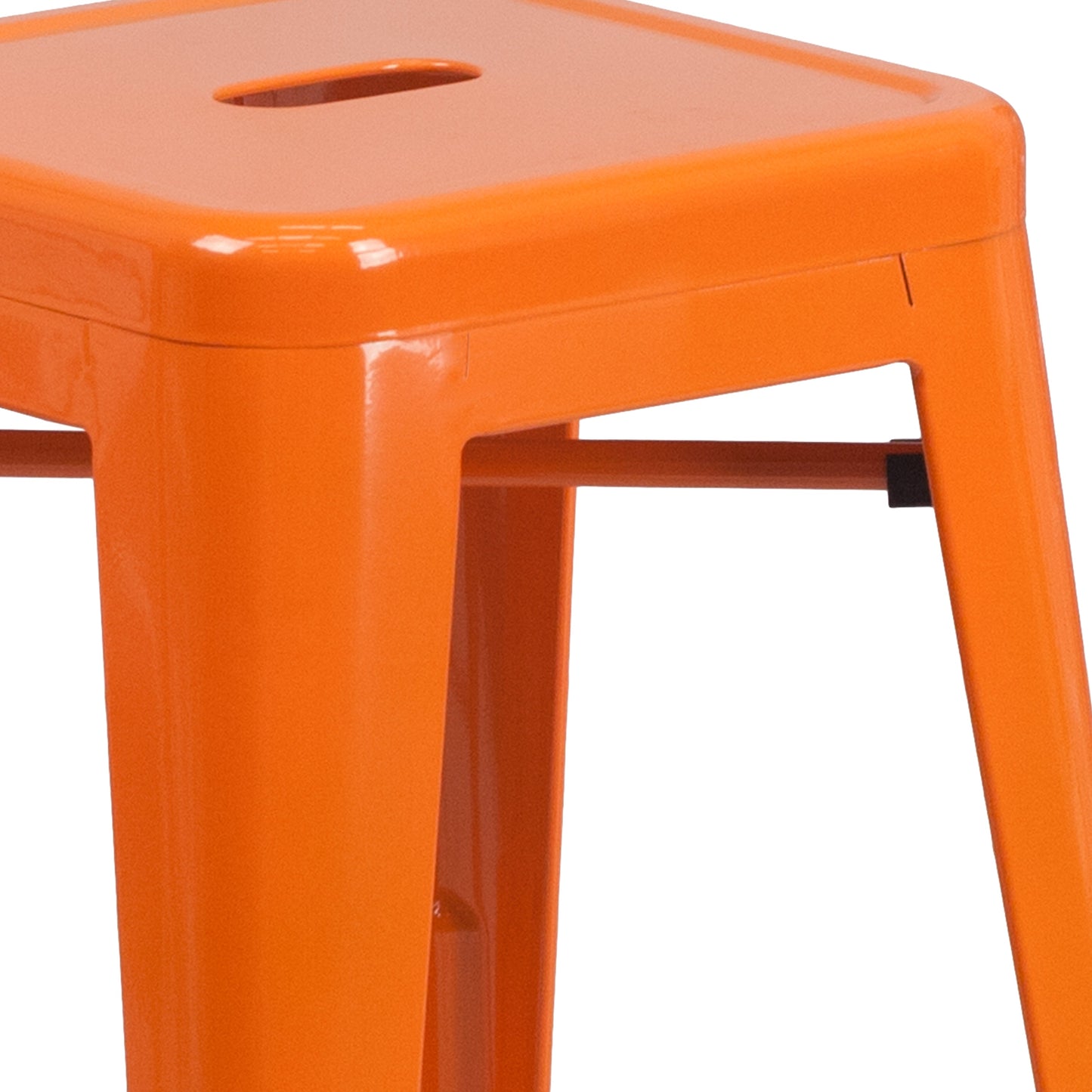 24" Orange No Back Metal Stool CH-31320-24-OR-GG