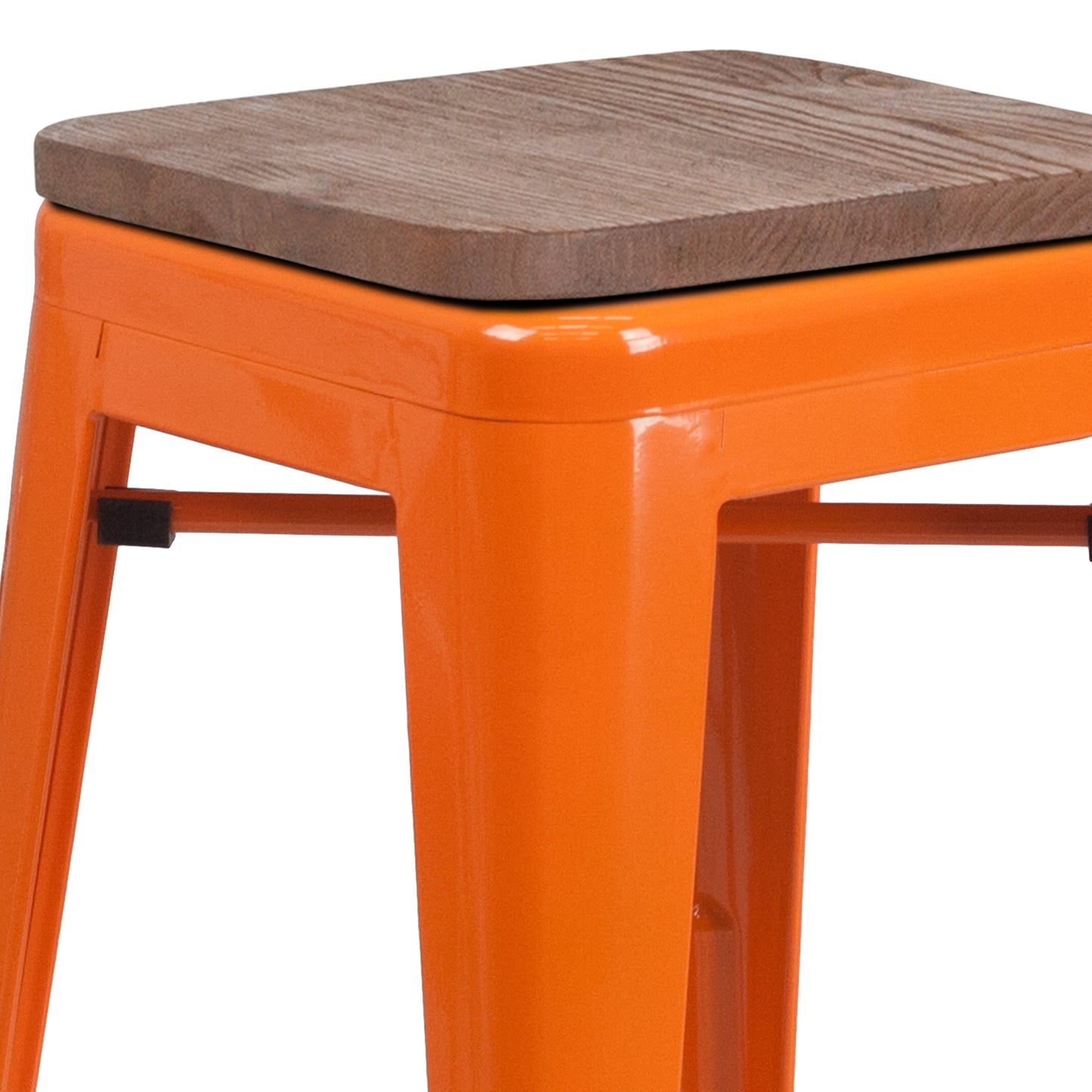 24" Orange Metal Counter Stool CH-31320-24-OR-WD-GG