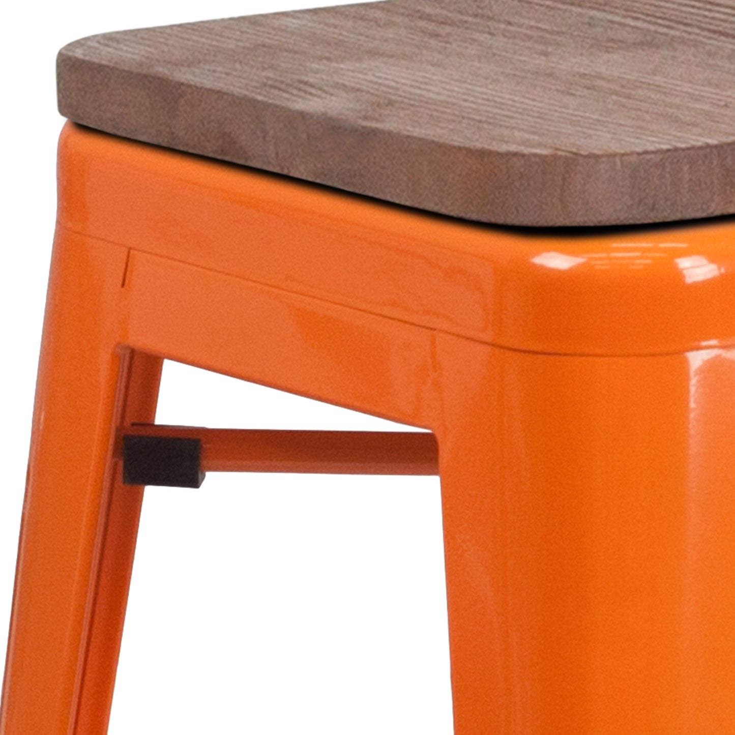 24" Orange Metal Counter Stool CH-31320-24-OR-WD-GG