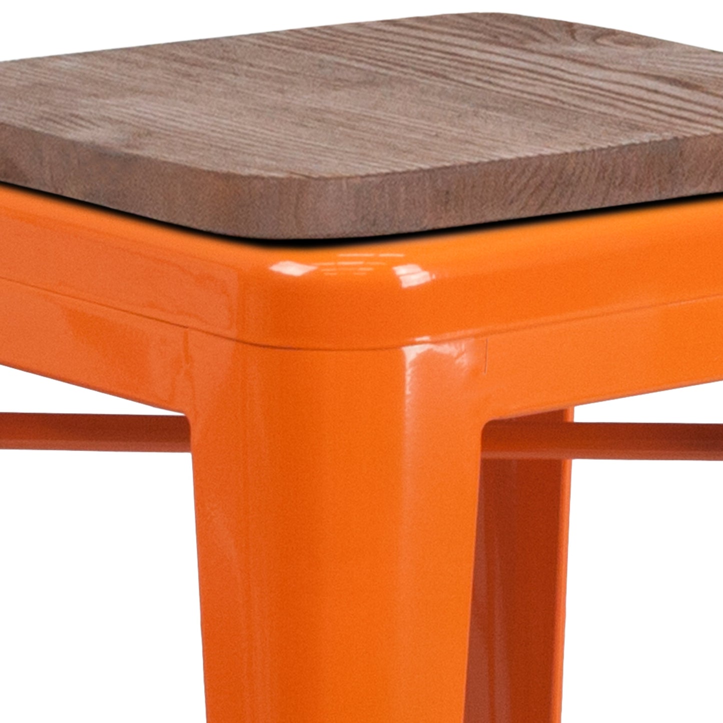 24" Orange Metal Counter Stool CH-31320-24-OR-WD-GG