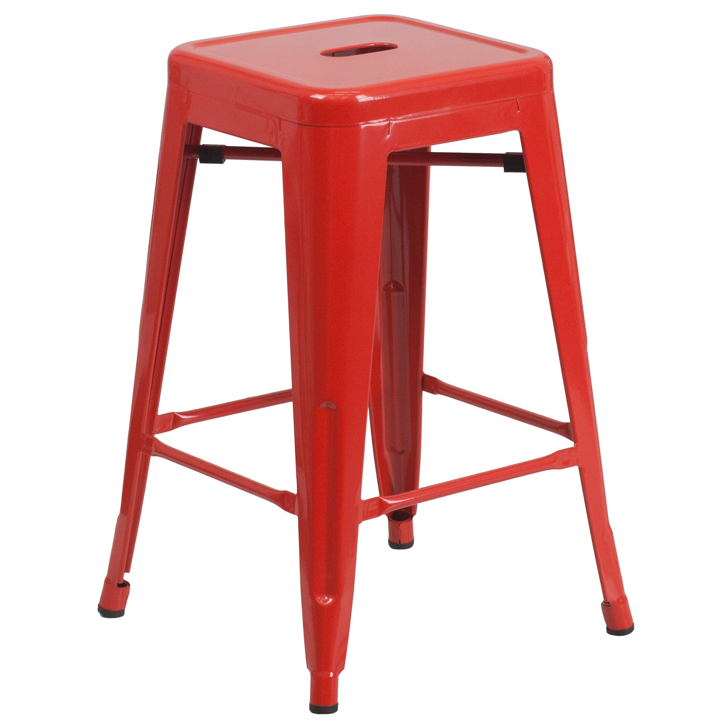 24" Red No Back Metal Stool CH-31320-24-RED-GG