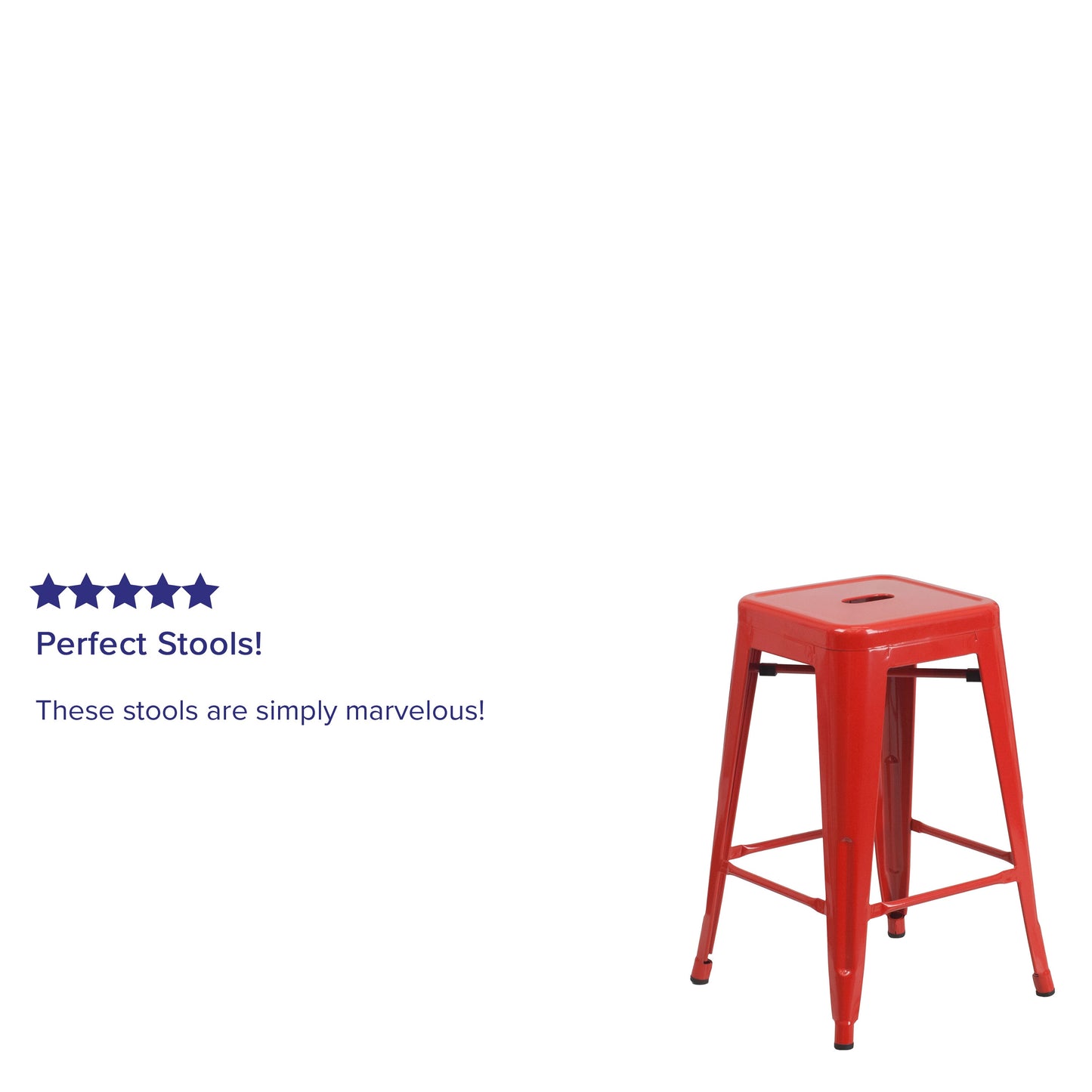 24" Red No Back Metal Stool CH-31320-24-RED-GG