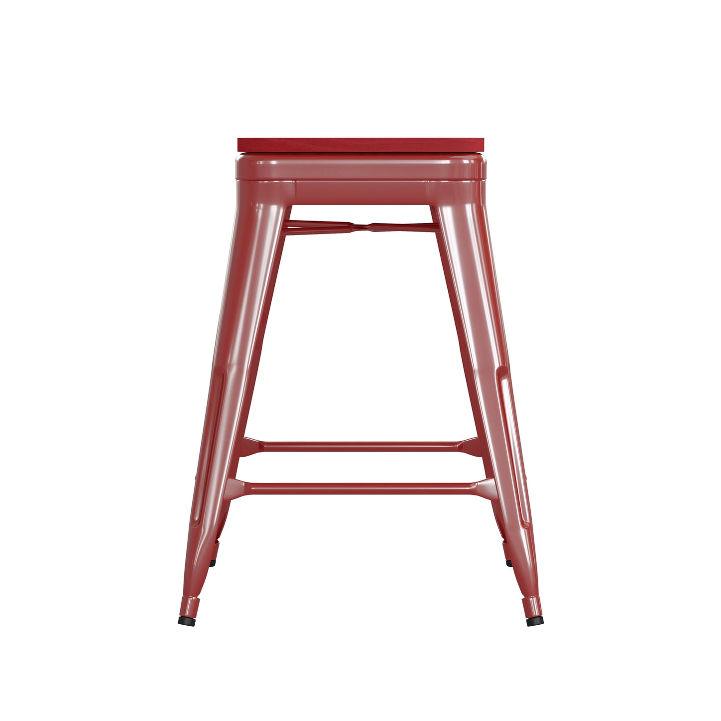 24" Red Stool-Red Seat CH-31320-24-RED-PL2R-GG