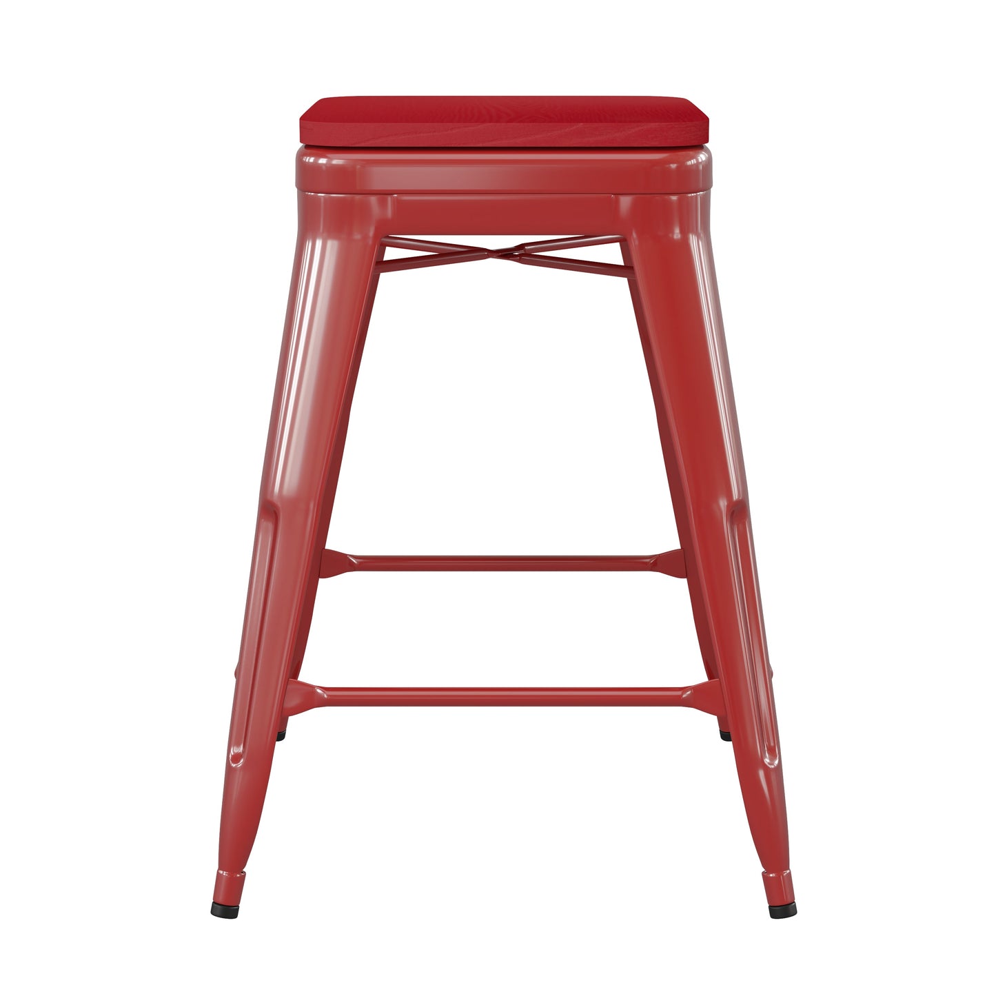 24" Red Stool-Red Seat CH-31320-24-RED-PL2R-GG