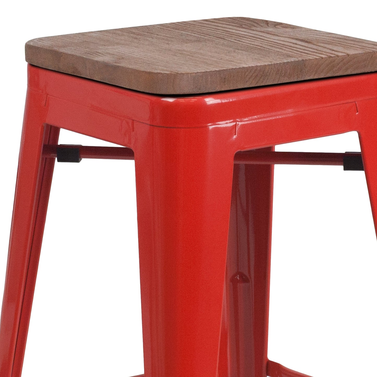 24" Red Metal Counter Stool CH-31320-24-RED-WD-GG