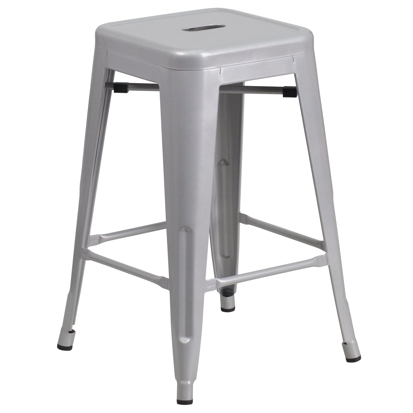 24" Silver No Back Metal Stool CH-31320-24-SIL-GG