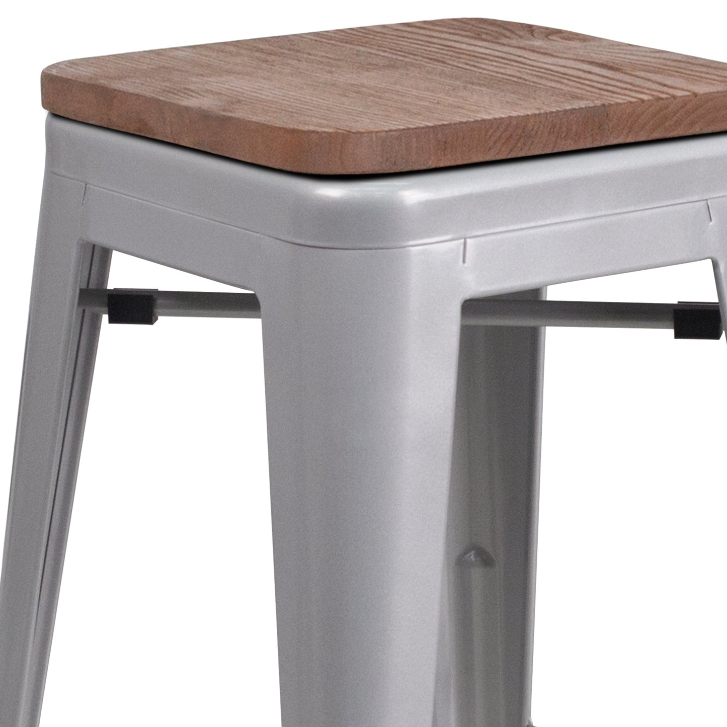 24" Silver Metal Counter Stool CH-31320-24-SIL-WD-GG