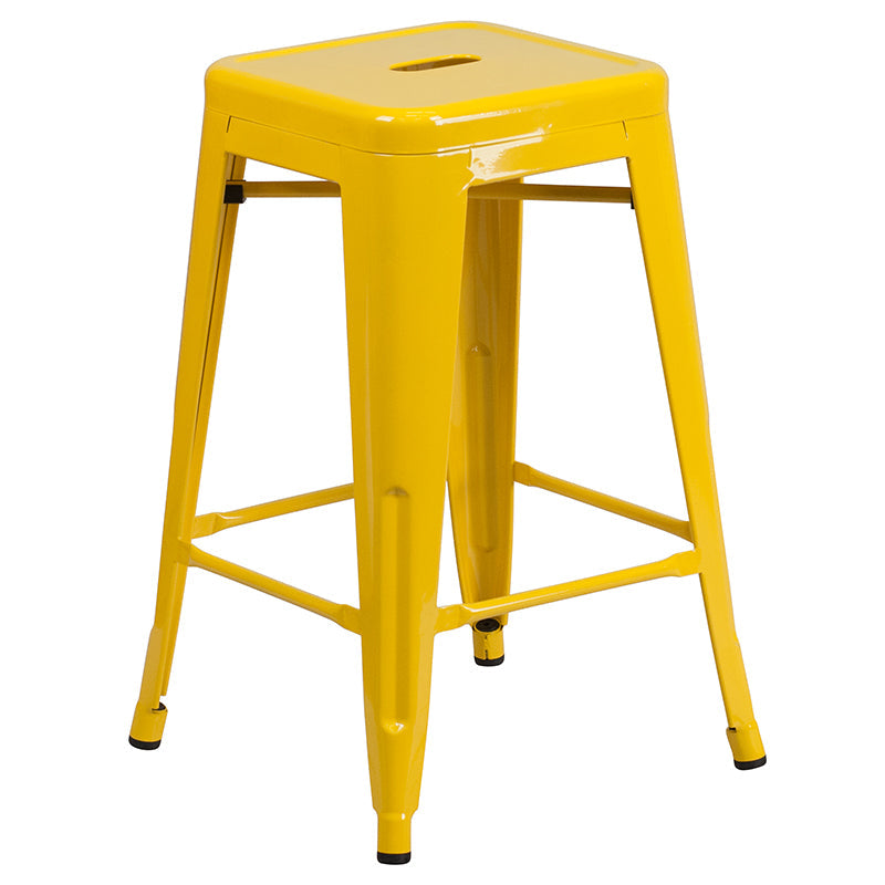 24" Yell No Back Metal Stool CH-31320-24-YL-GG