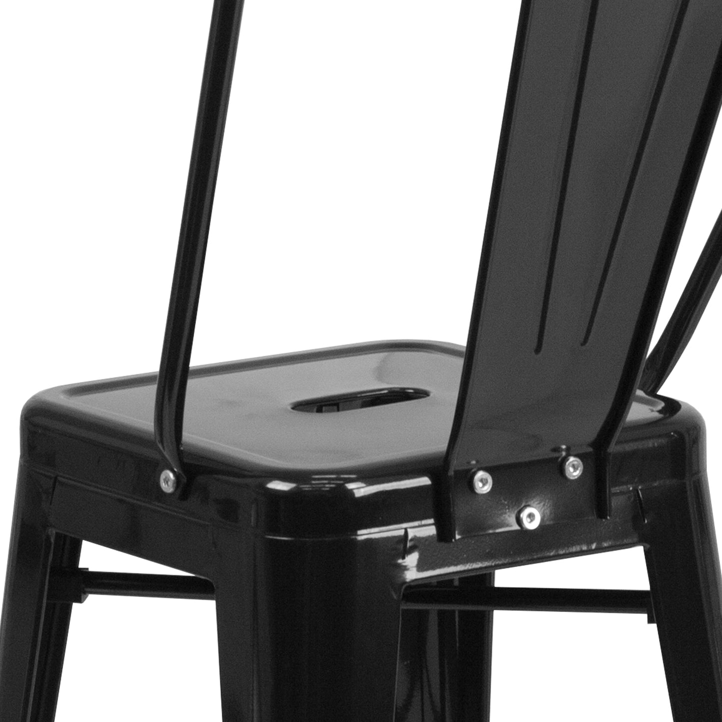 24" Black Metal Outdoor Stool CH-31320-24GB-BK-GG